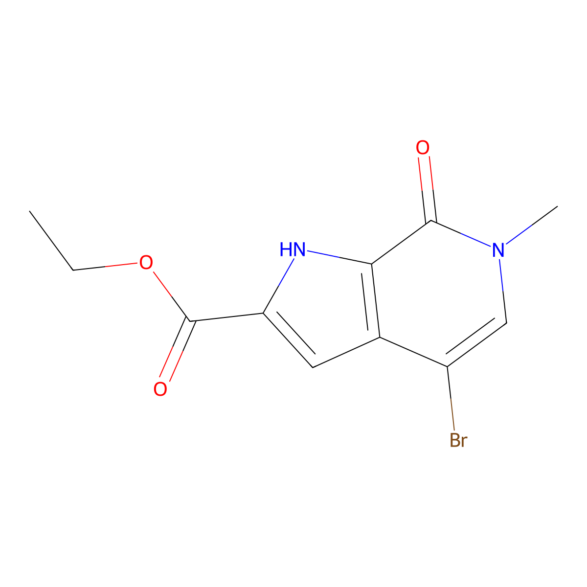 Ethyl 4-bromo-6-methyl-7-oxo-6,7-dihydro-1H-pyrrolo[2,3-c]pyridine-2-carboxylate molecular structure, CAS 1622303-50-7