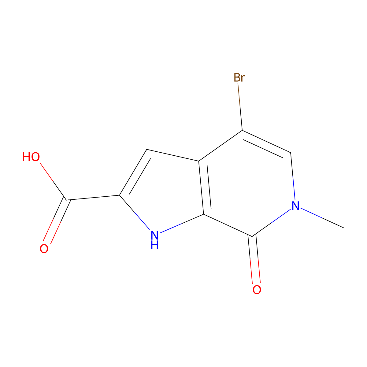 4-bromo-6-methyl-7-oxo-6,7-dihydro-1H-pyrrolo[2,3-c]pyridine-2-carboxylic acid molecular structure, CAS 1622303-52-9