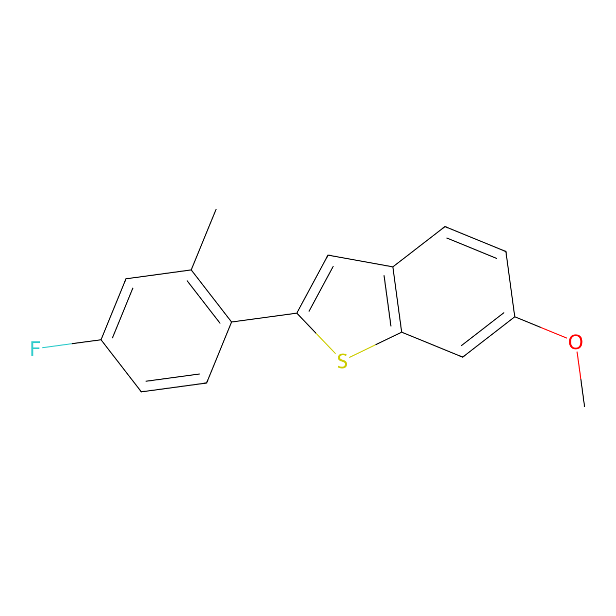 2-(4-Fluoro-2-methylphenyl)-6-methoxybenzo[b]thiophene molecular structure, CAS 1622307-94-1
