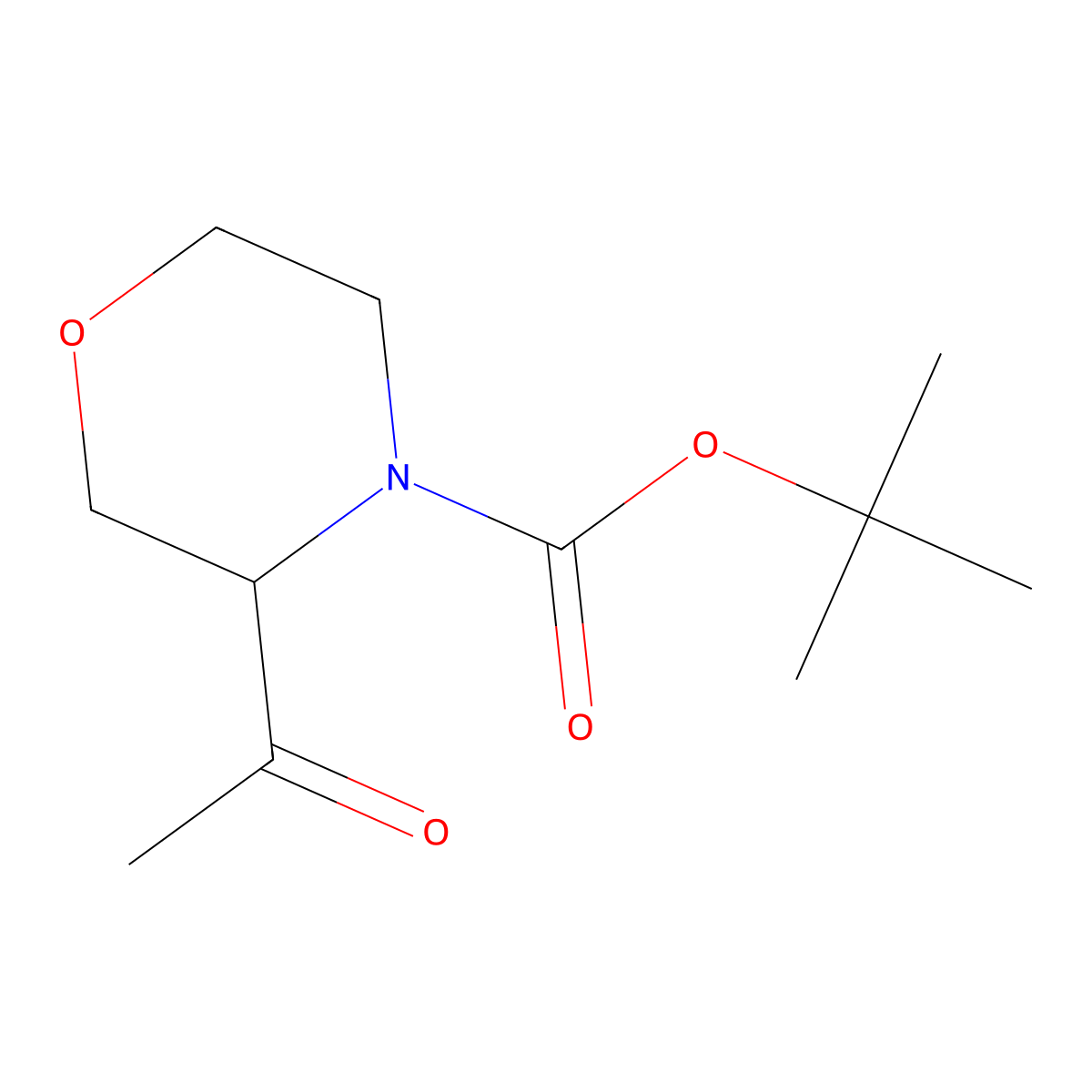 Tert-butyl 3-acetylmorpholine-4-carboxylate molecular structure, CAS 1622329-00-3