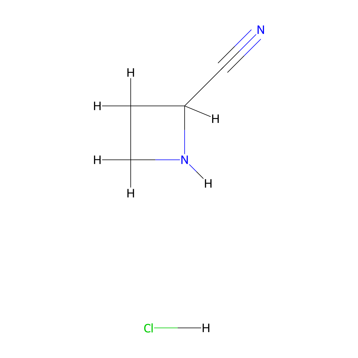 Azetidine-2-carbonitrile hydrochloride molecular structure, CAS 1622351-28-3