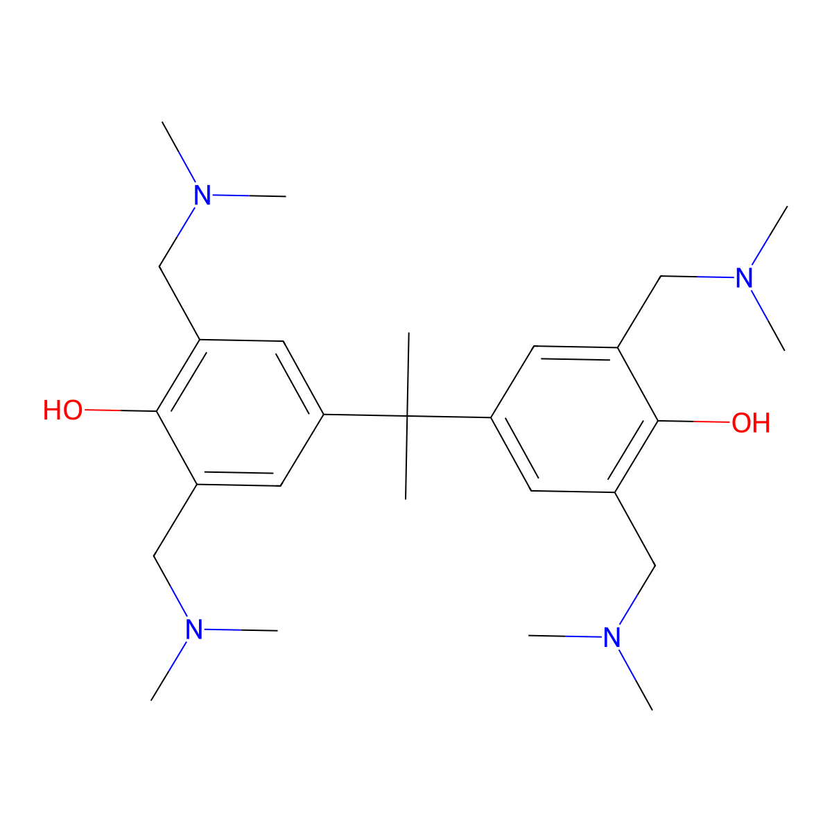 4,4'-(1-Methylethylidene)bis(2,6-bis((dimethylamino)methyl)phenol molecular structure, CAS 16224-36-5