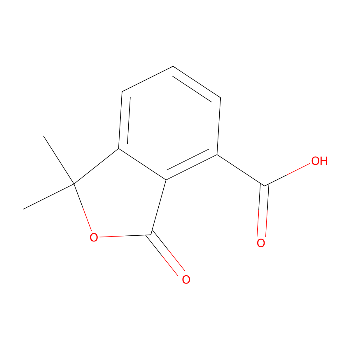 1,1-Dimethyl-3-oxo-1,3-dihydro-2-benzofuran-4-carboxylic acid molecular structure, CAS 16224-86-5