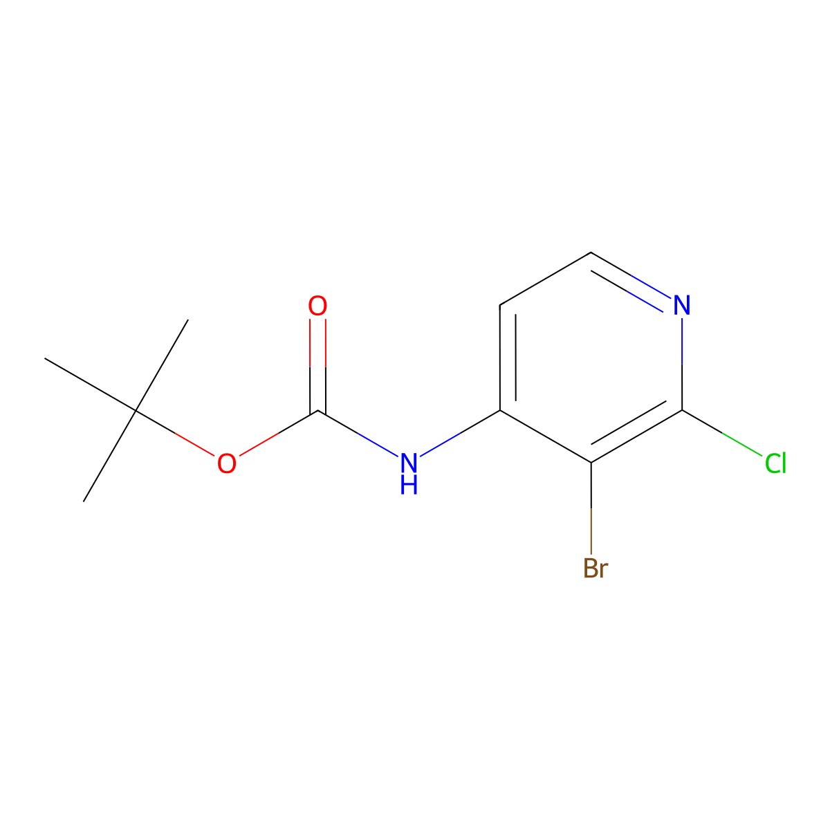 (3-Bromo-2-chloro-pyridin-4-yl)-carbamic acid tert-butyl ester molecular structure, CAS 1622407-11-7