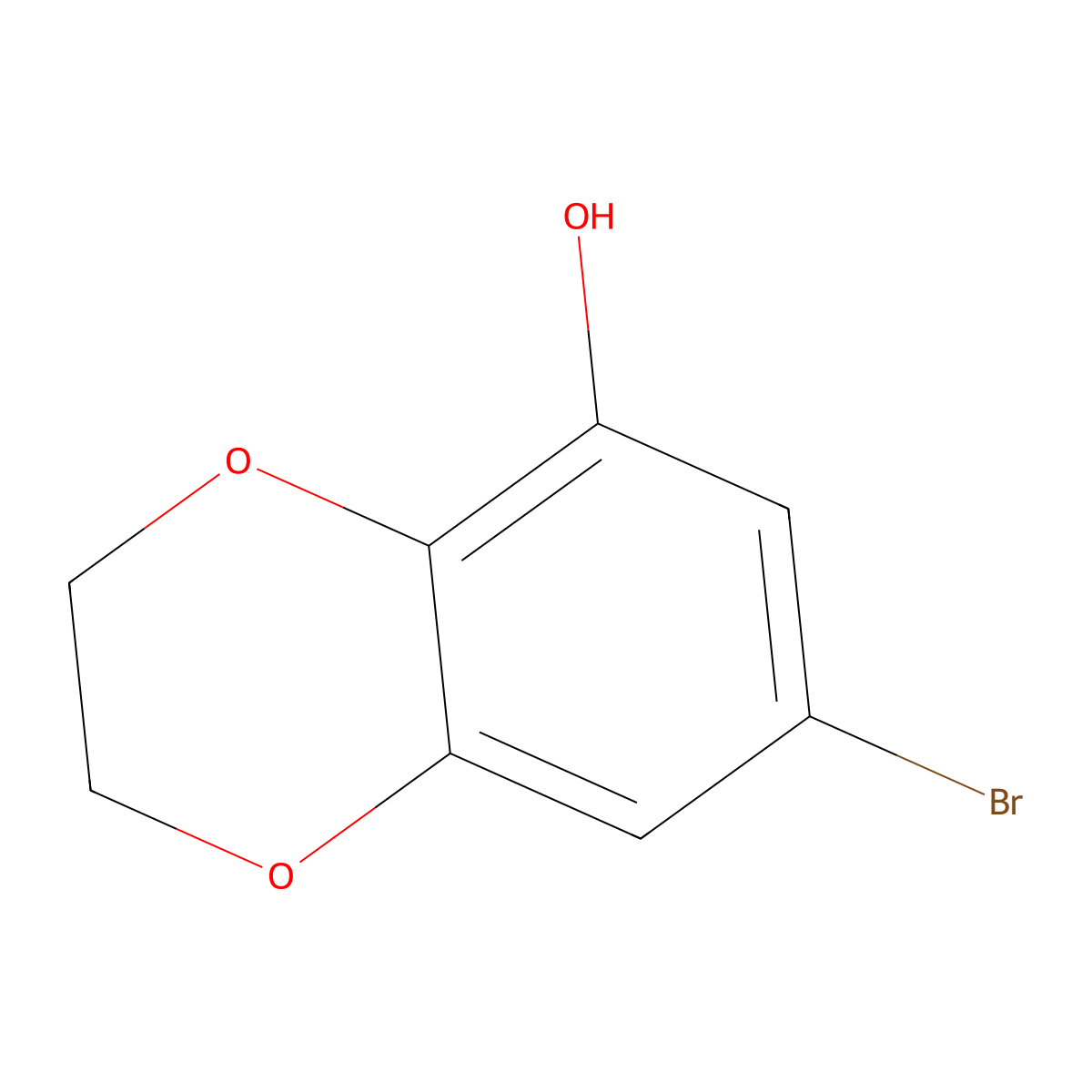 7-Bromo-2,3-dihydrobenzo[b][1,4]dioxin-5-ol molecular structure, CAS 1622437-74-4