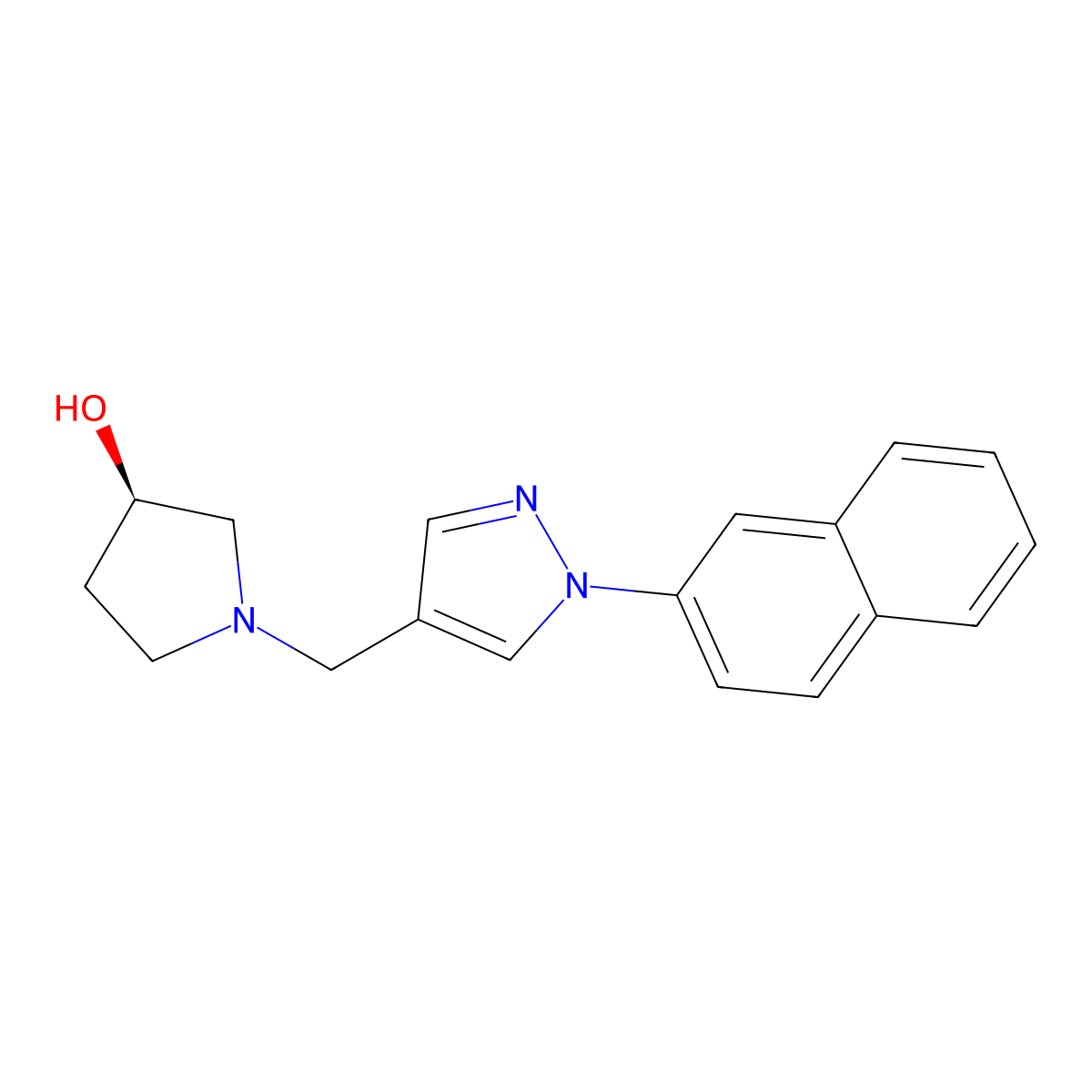 (3R)-1-{[1-(2-naphthyl)-1H-pyrazol-4-yl]methyl}pyrrolidin-3-ol molecular structure, CAS 1622453-87-5