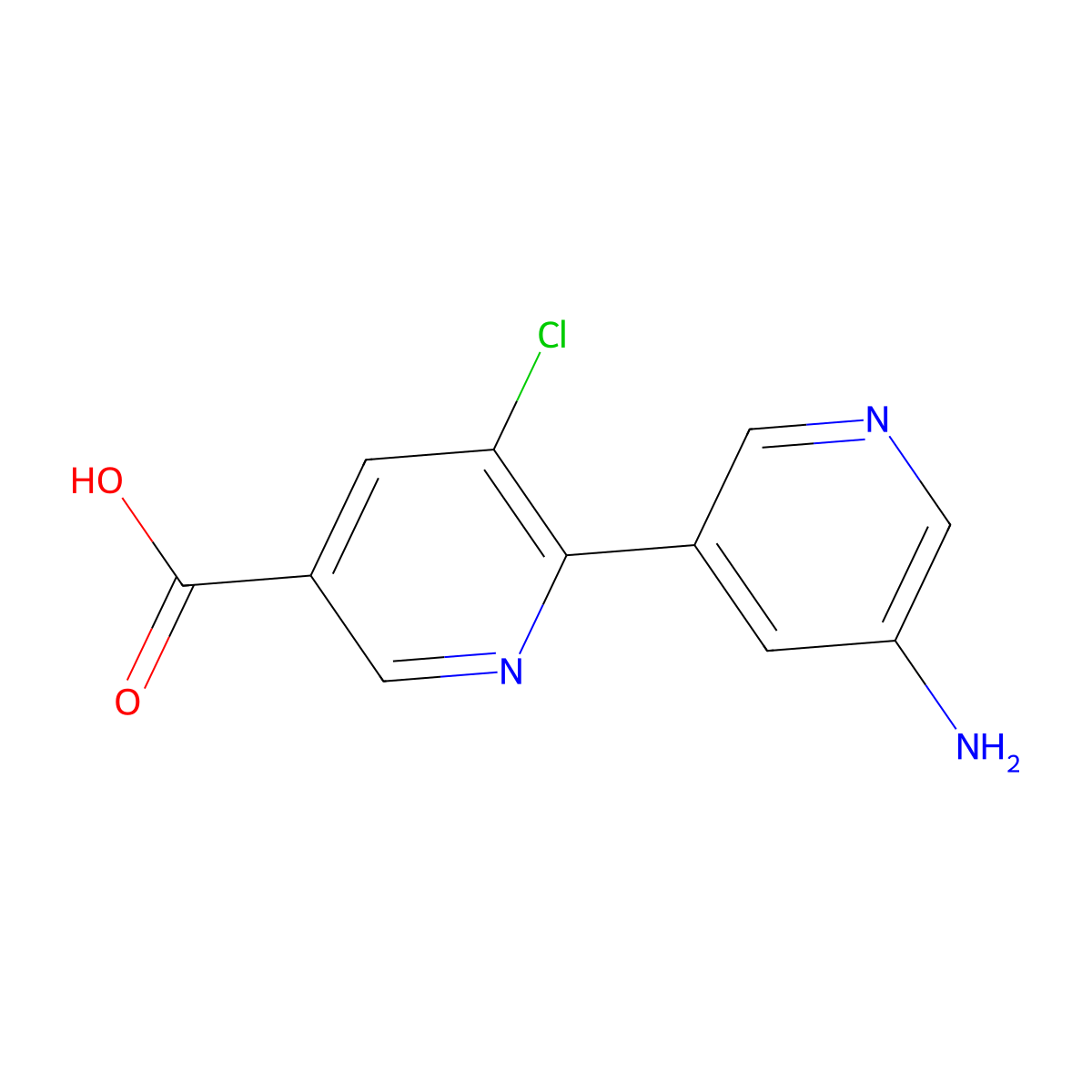 5'-Amino-3-chloro-2,3'-bipyridine-5-carboxylic acid molecular structure, CAS 1622500-11-1