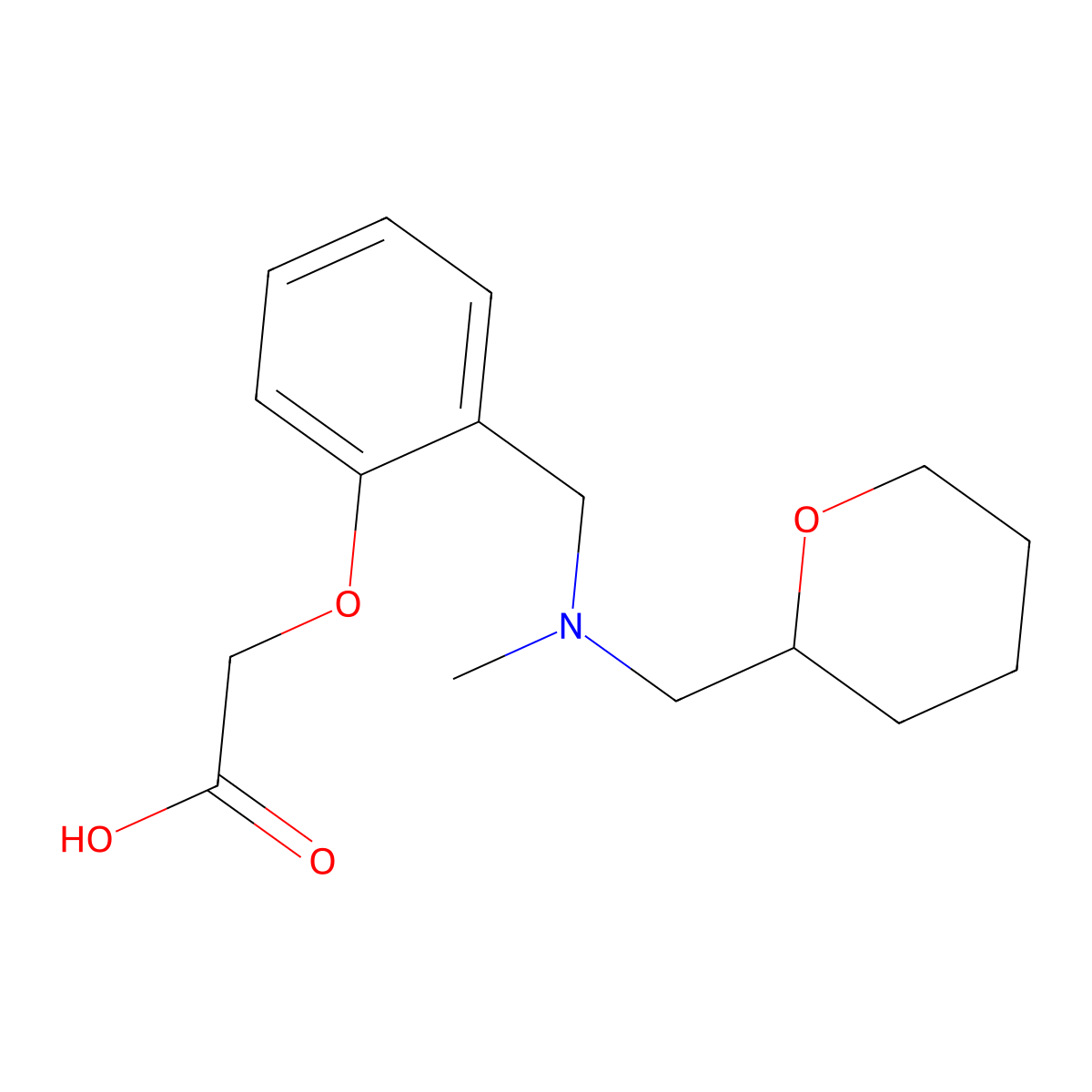 (2-{[methyl(tetrahydro-2H-pyran-2-ylmethyl)amino]methyl}phenoxy)acetic acid molecular structure, CAS 1622502-54-8
