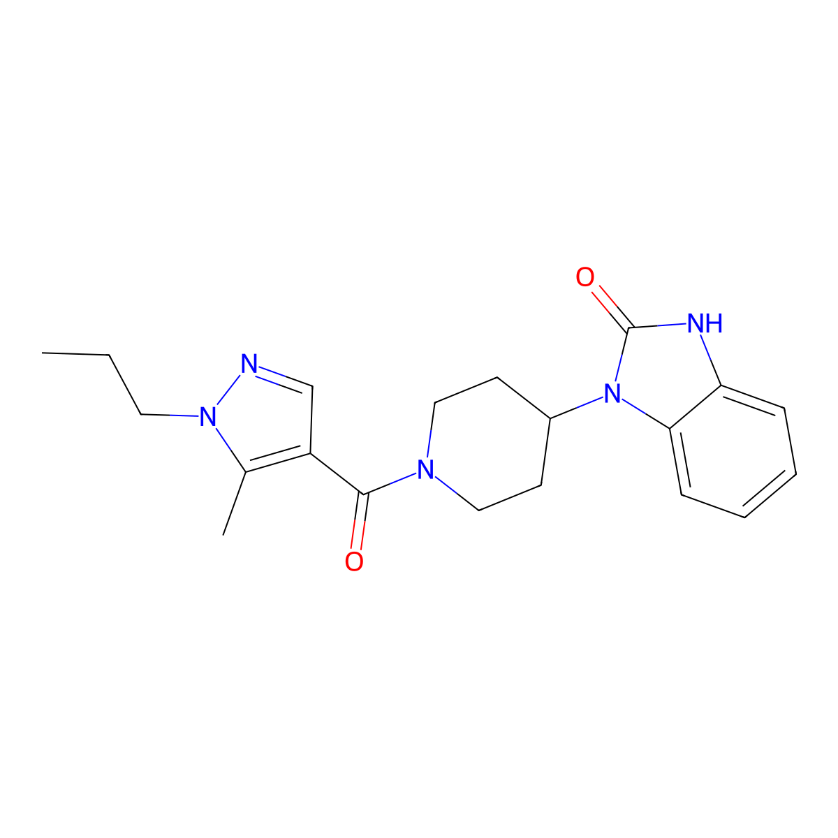 1-{1-[(5-methyl-1-propyl-1H-pyrazol-4-yl)carbonyl]piperidin-4-yl}-1,3-dihydro-2H-benzimidazol-2-one molecular structure, CAS 1622515-72-3