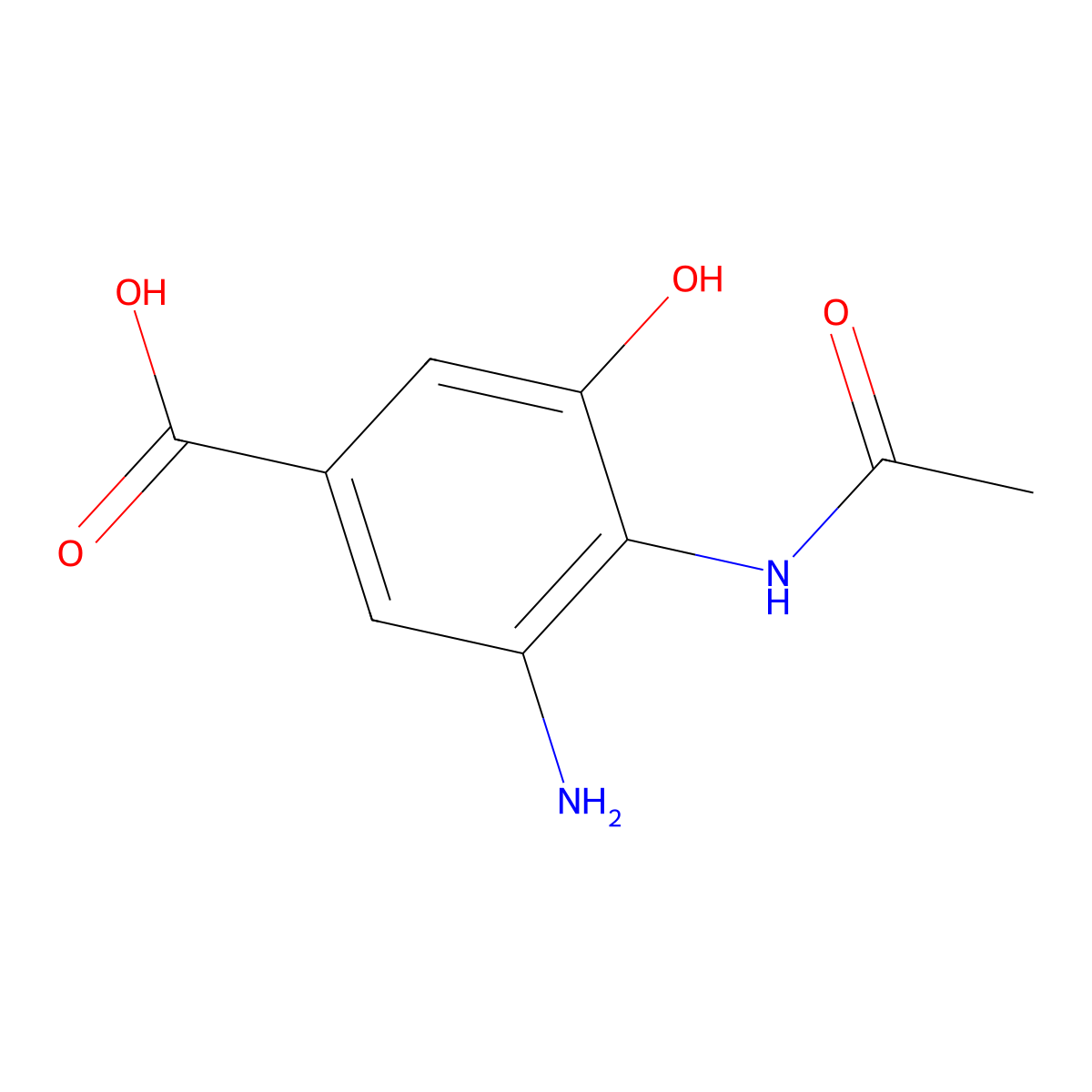 4-(Acetylamino)-5-amino-3-hydroxybenzoic acid molecular structure, CAS 162252-46-2