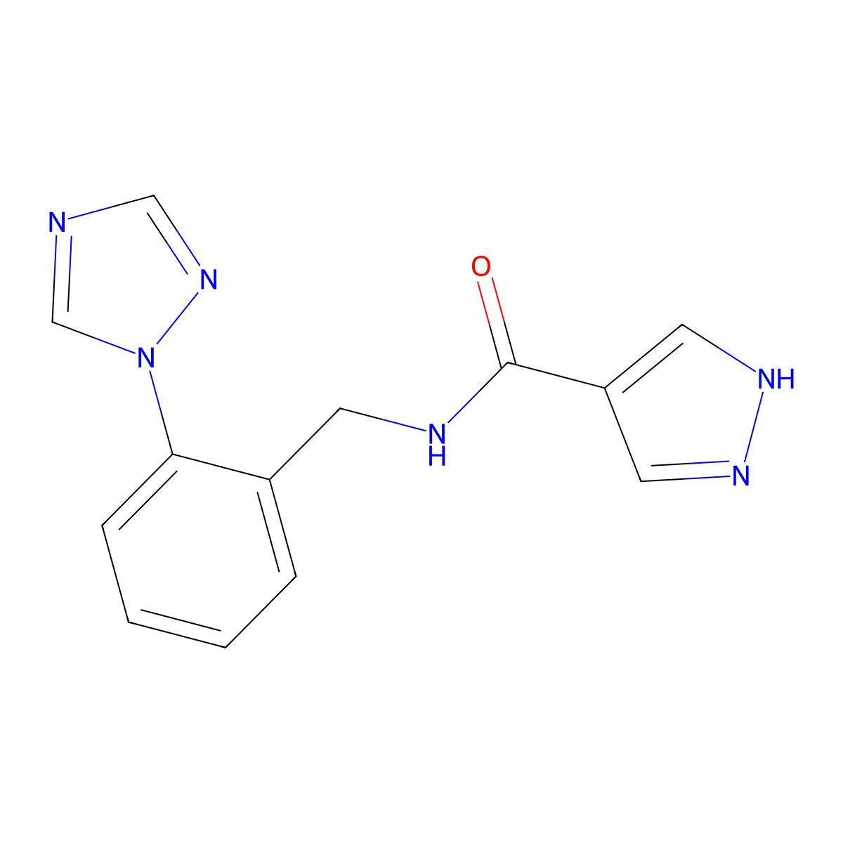 N-[2-(1H-1,2,4-triazol-1-yl)benzyl]-1H-pyrazole-4-carboxamide molecular structure, CAS 1622532-38-0