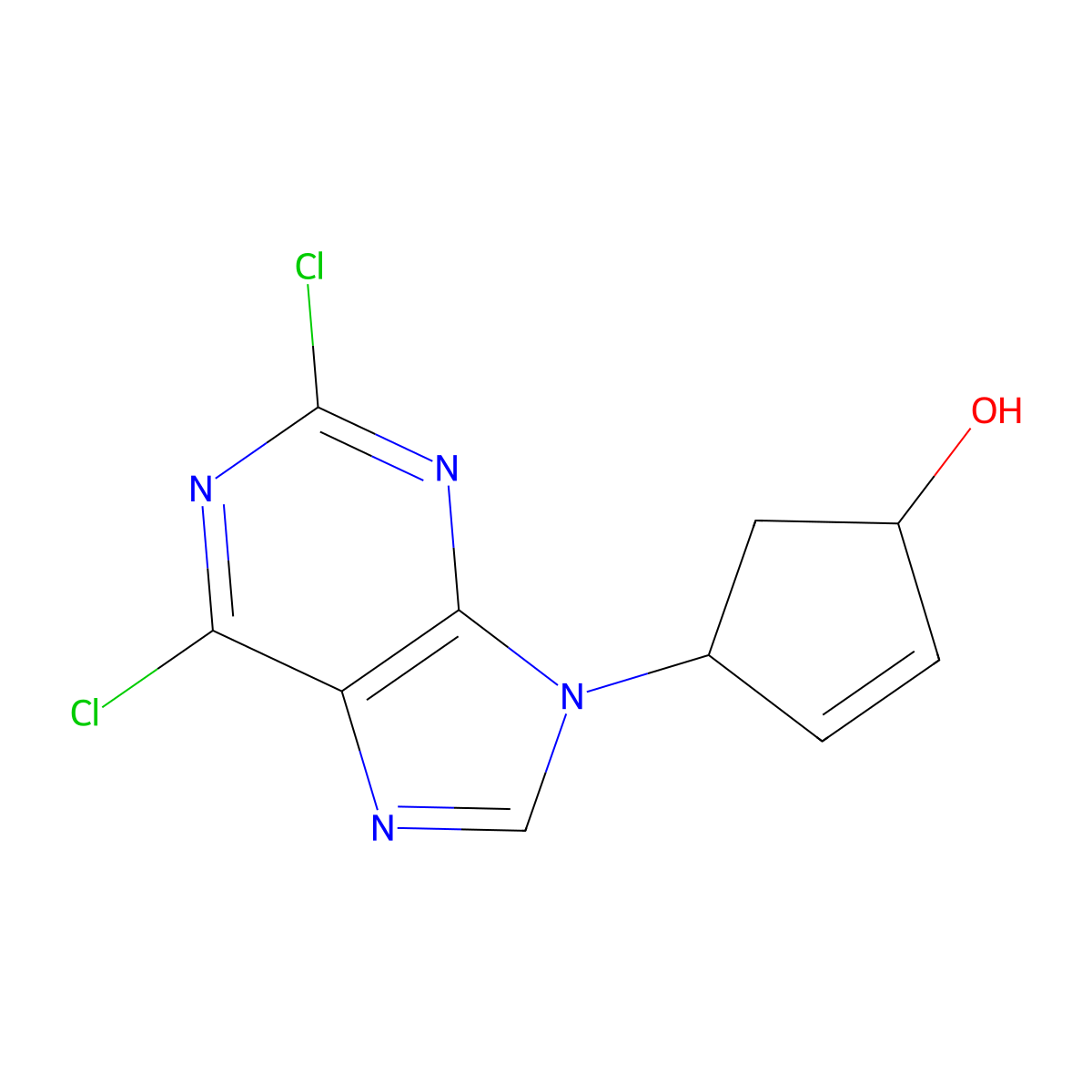 (1S,4R)-4-(2,6-Dichloro-9H-purin-9-yl)cyclopent-2-en-1-ol molecular structure, CAS 162254-48-0