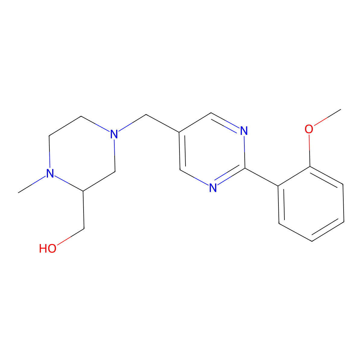 (4-{[2-(2-Methoxyphenyl)pyrimidin-5-YL]methyl}-1-methylpiperazin-2-YL)methanol molecular structure, CAS 1622552-04-8