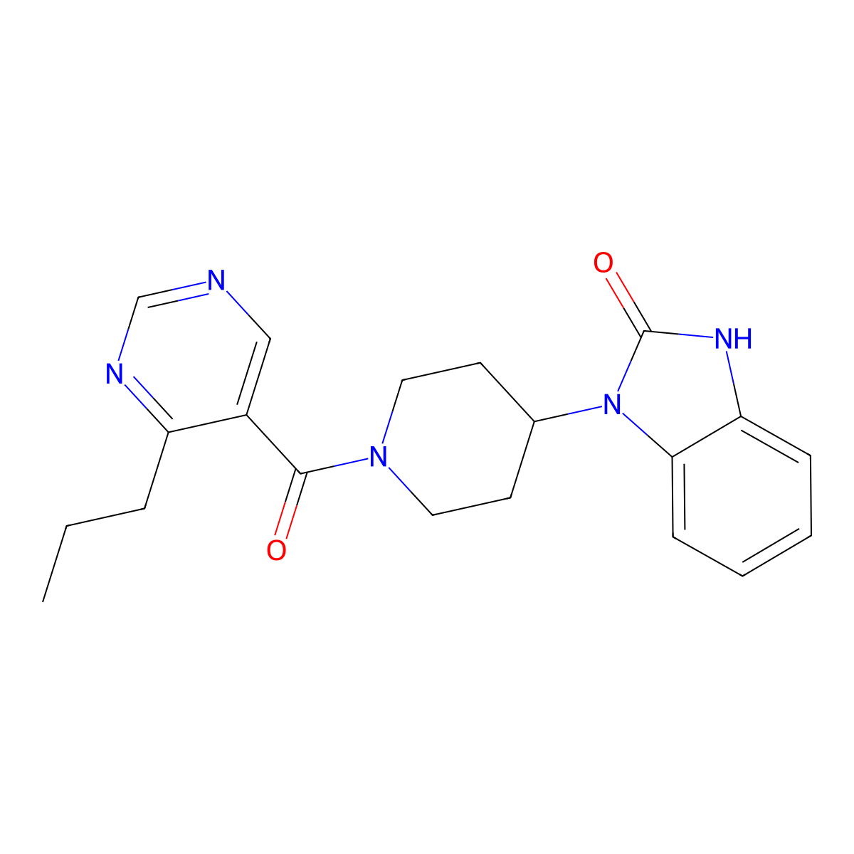 1-{1-[(4-propylpyrimidin-5-yl)carbonyl]piperidin-4-yl}-1,3-dihydro-2H-benzimidazol-2-one molecular structure, CAS 1622553-26-7