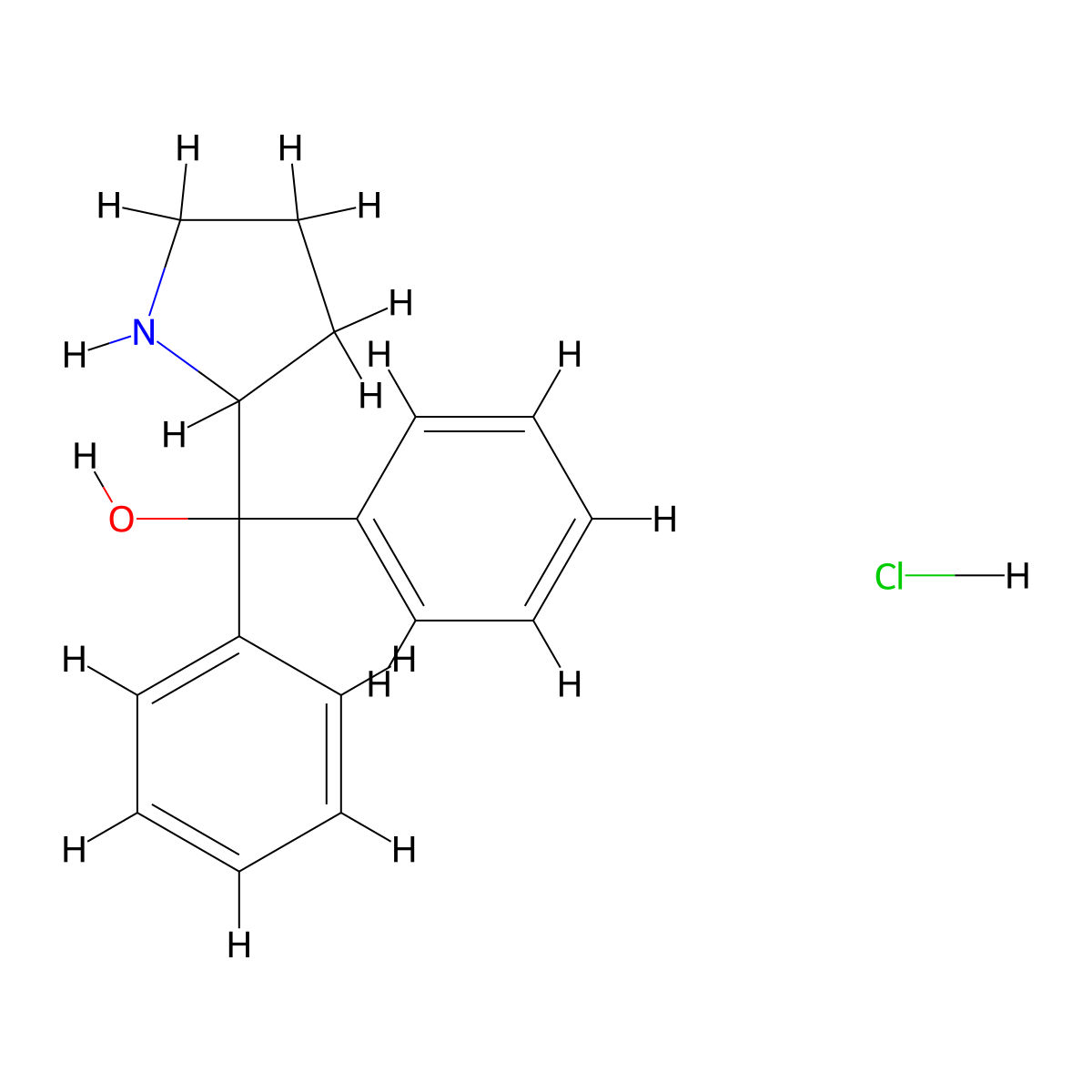 2-Pyrrolidinemethanol, alpha,alpha-diphenyl-, hydrochloride molecular structure, CAS 16226-54-3