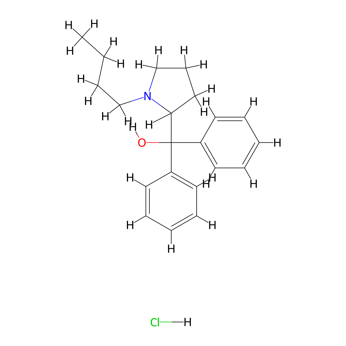 2-Pyrrolidinemethanol, 1-butyl-alpha,alpha-diphenyl-, hydrochloride molecular structure, CAS 16226-59-8