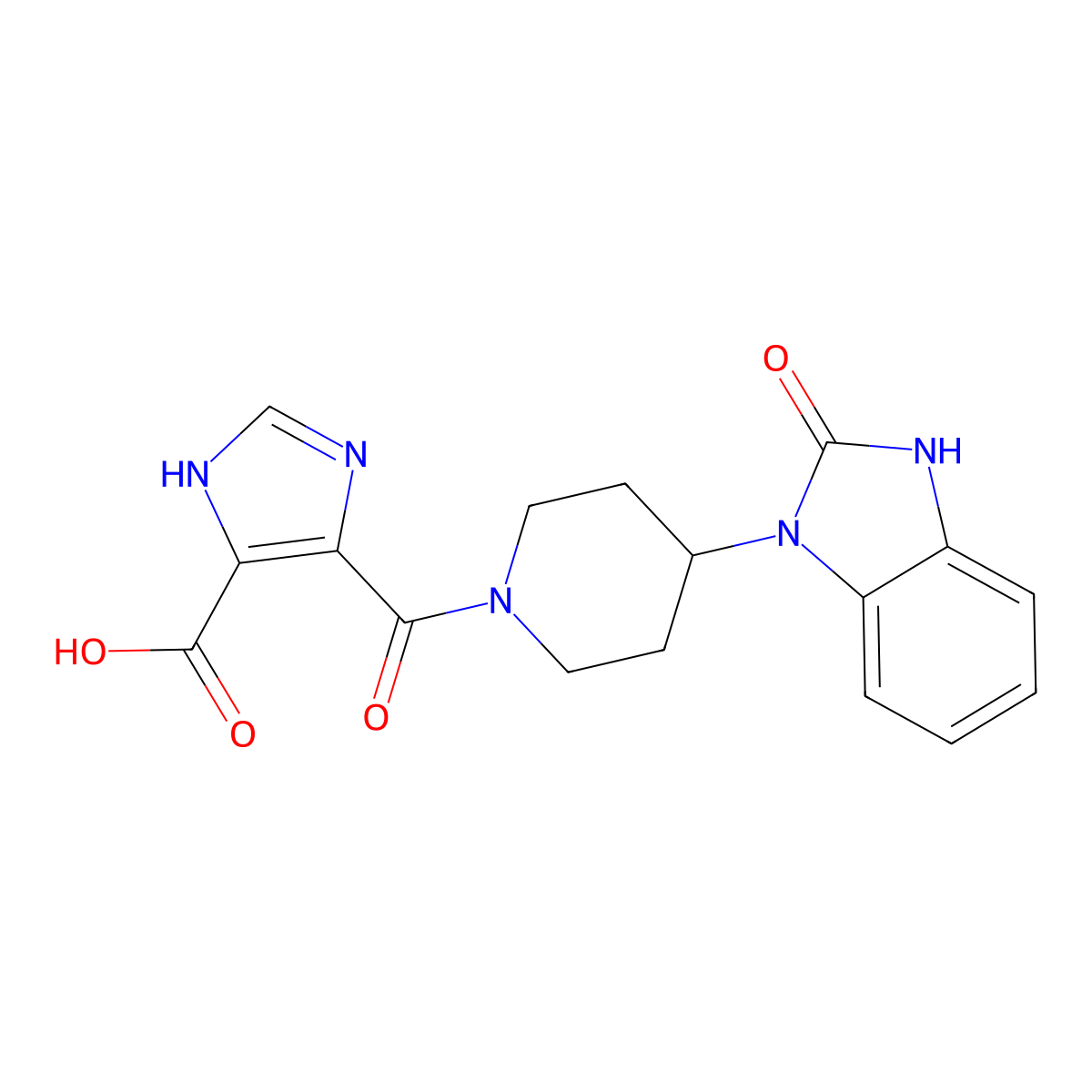 4-(4-(2-oxo-2,3-dihydro-1H-benzo[d]imidazol-1-yl)piperidine-1-carbonyl)-1H-imidazole-5-carboxylic acid molecular structure, CAS 1622685-86-2