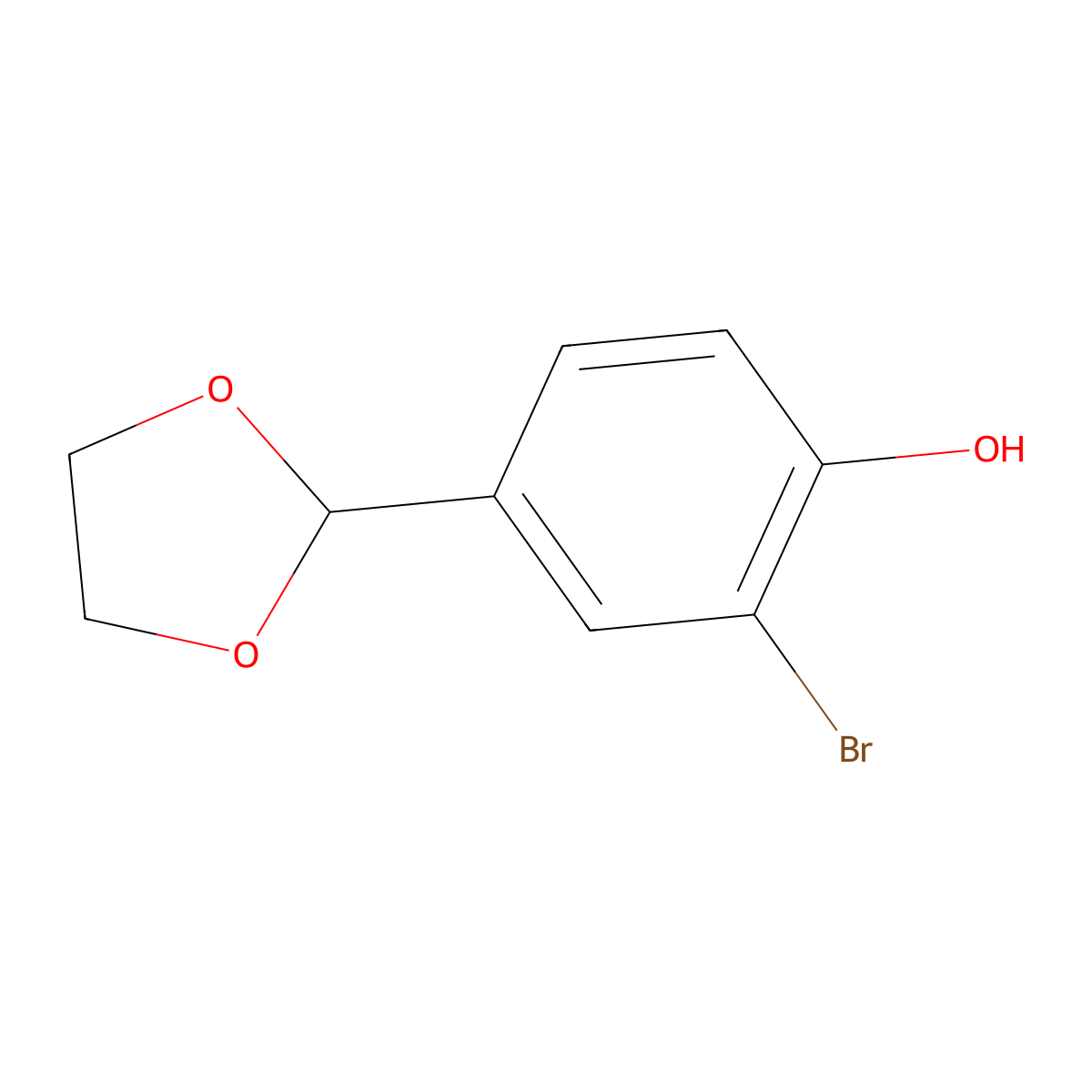 2-Bromo-4-(1,3-dioxolan-2-yl)phenol molecular structure, CAS 162271-15-0