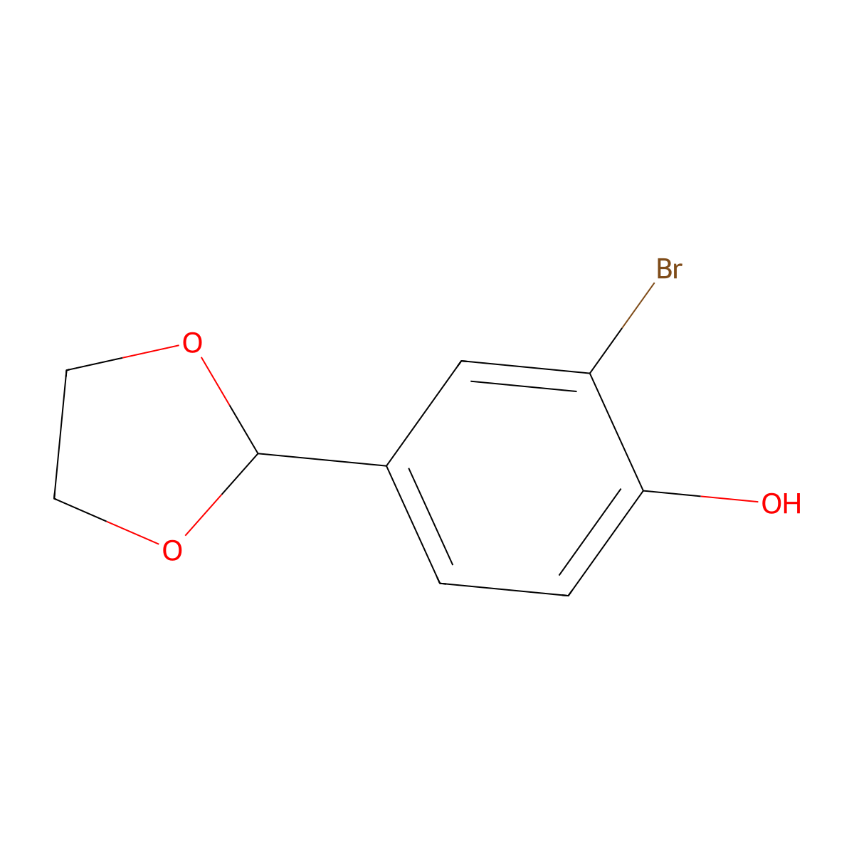 2-Bromo-4-(1,3-dioxolan-2-yl)phenol molecular structure, CAS 162271-15-0