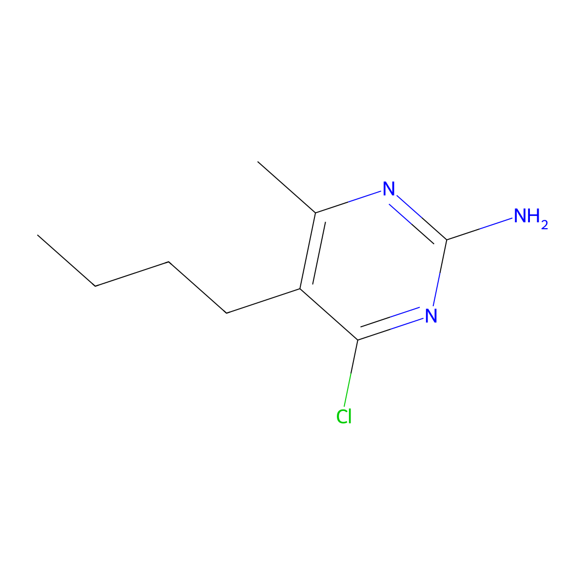 5-Butyl-4-chloro-6-methylpyrimidin-2-amine molecular structure, CAS 162272-60-8