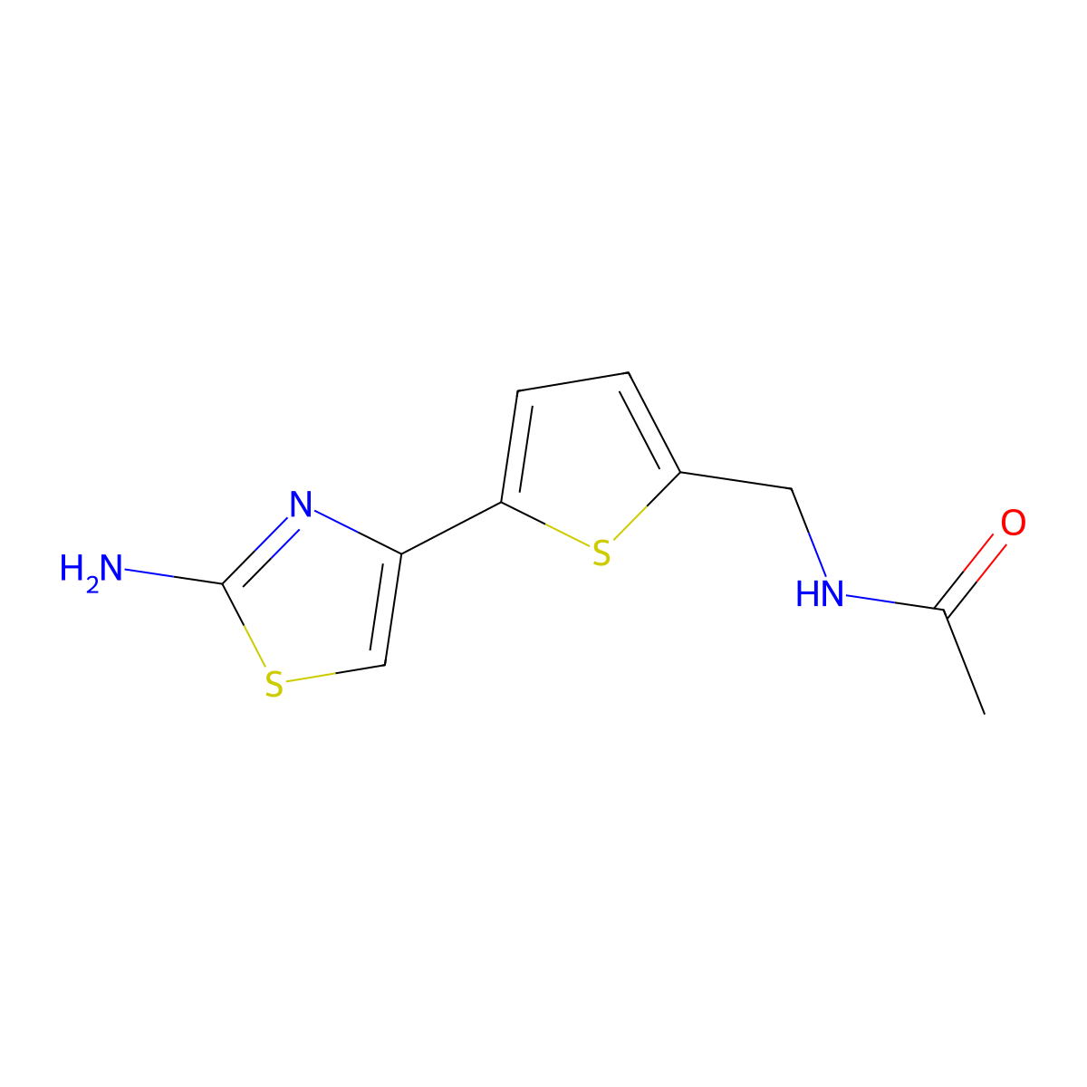 N-{[5-(2-amino-1,3-thiazol-4-yl)thiophen-2-yl]methyl}acetamide molecular structure, CAS 162277-86-3