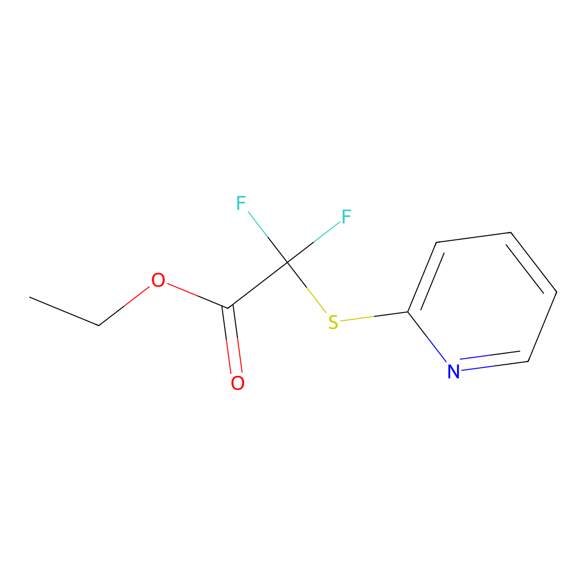 Difluoro-(pyridin-2-ylsulfanyl)-acetic acid ethyl ester molecular structure, CAS 1622830-53-8