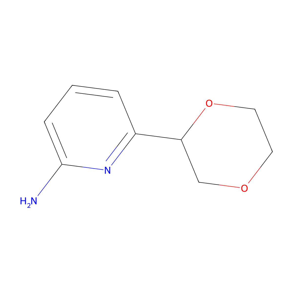6-(1,4-Dioxan-2-yl)pyridin-2-amine molecular structure, CAS 1622834-12-1