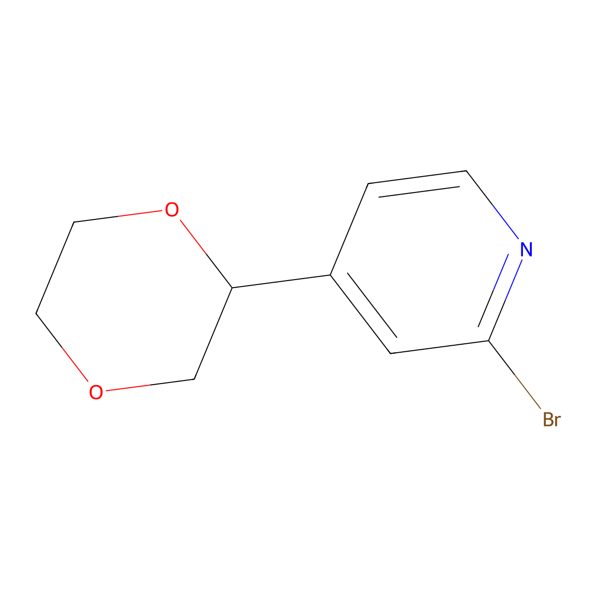 2-Bromo-4-(1,4-dioxan-2-yl)pyridine molecular structure, CAS 1622834-14-3