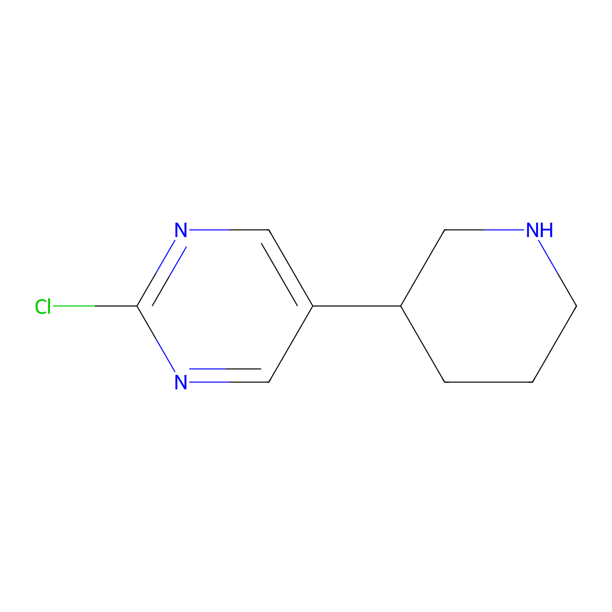 2-Chloro-5-(piperidin-3-yl)pyrimidine molecular structure, CAS 1622834-16-5