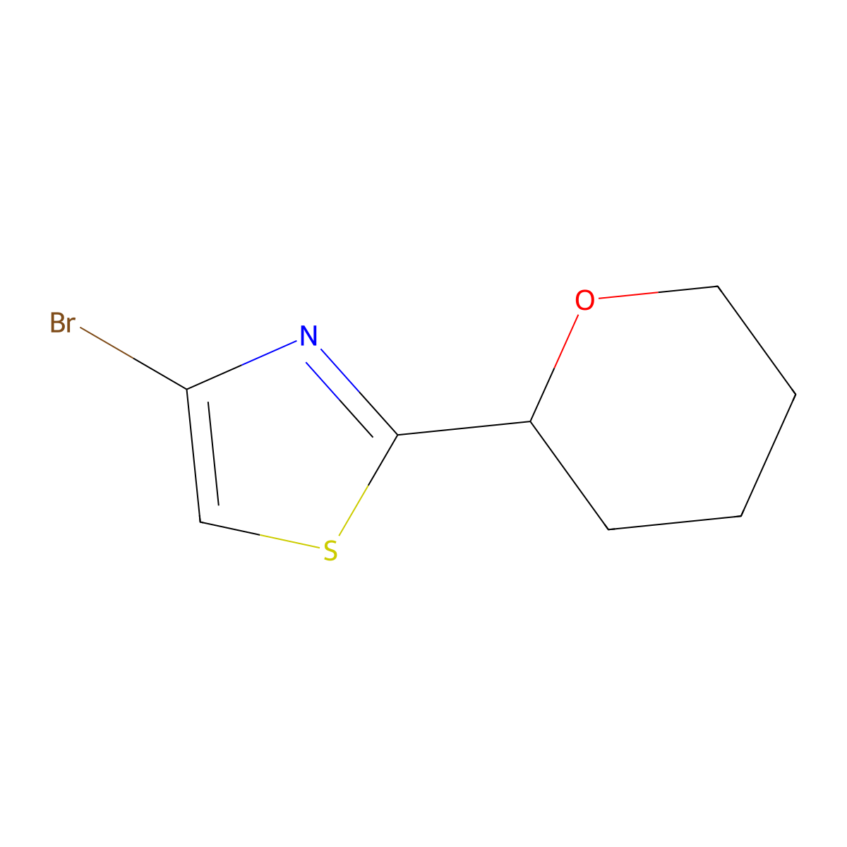 4-bromo-2-(tetrahydro-2H-pyran-2-yl)thiazole molecular structure, CAS 1622834-19-8
