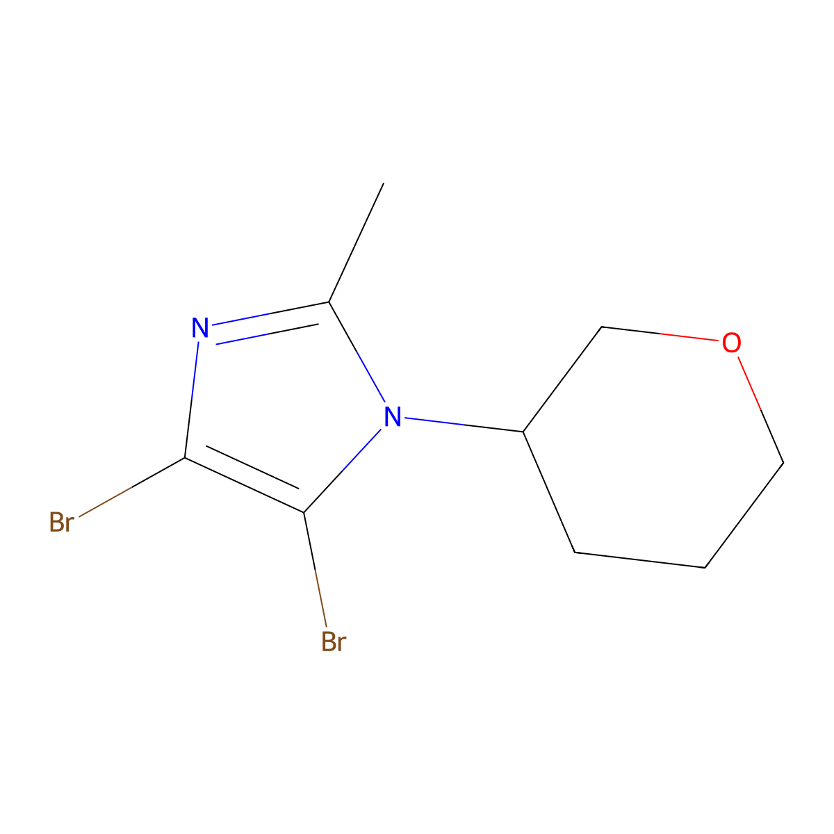 4,5-Dibromo-1-(oxan-3-yl)-2-methyl-1H-imidazole molecular structure, CAS 1622834-21-2