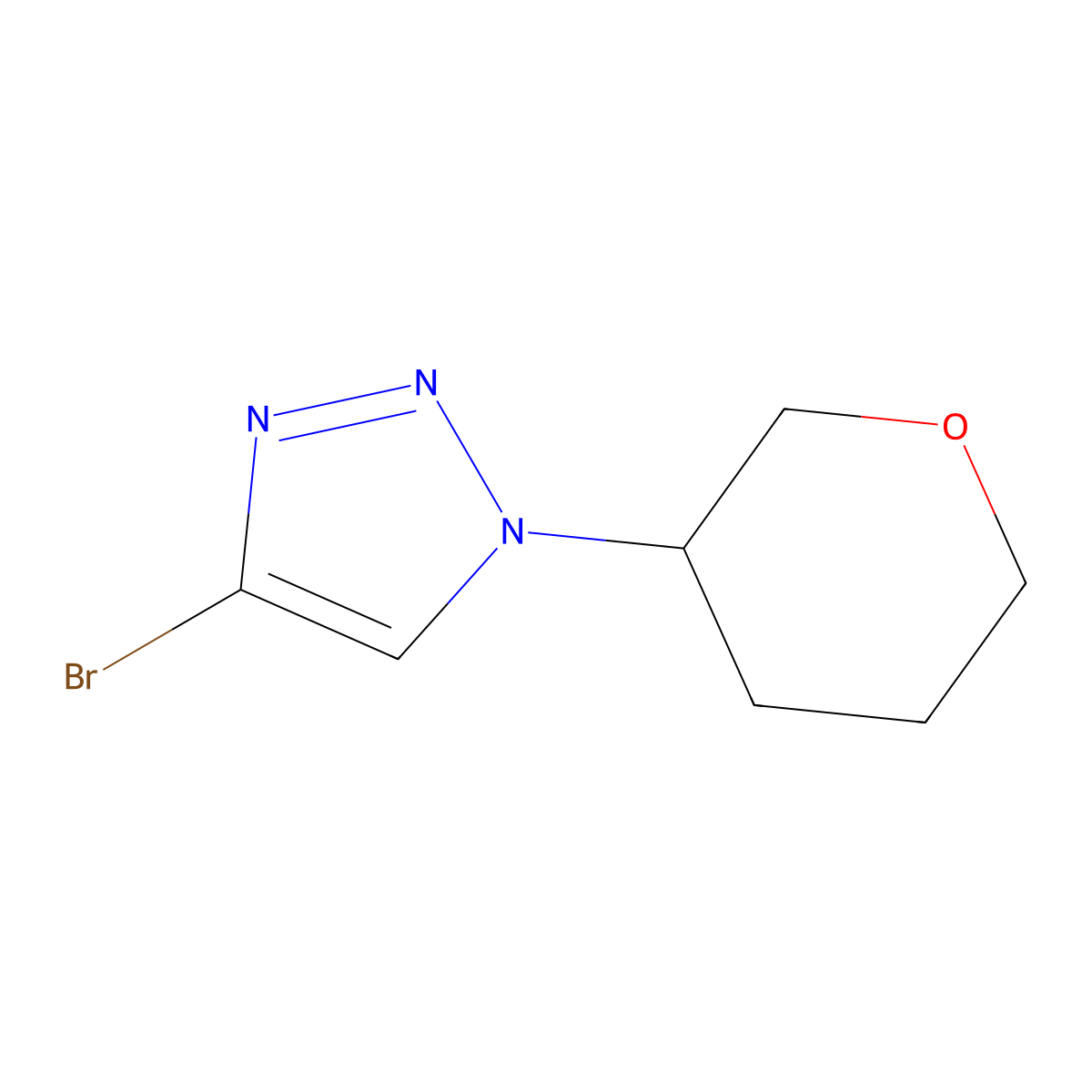 4-Bromo-1-tetrahydropyran-3-yl-triazole molecular structure, CAS 1622834-22-3