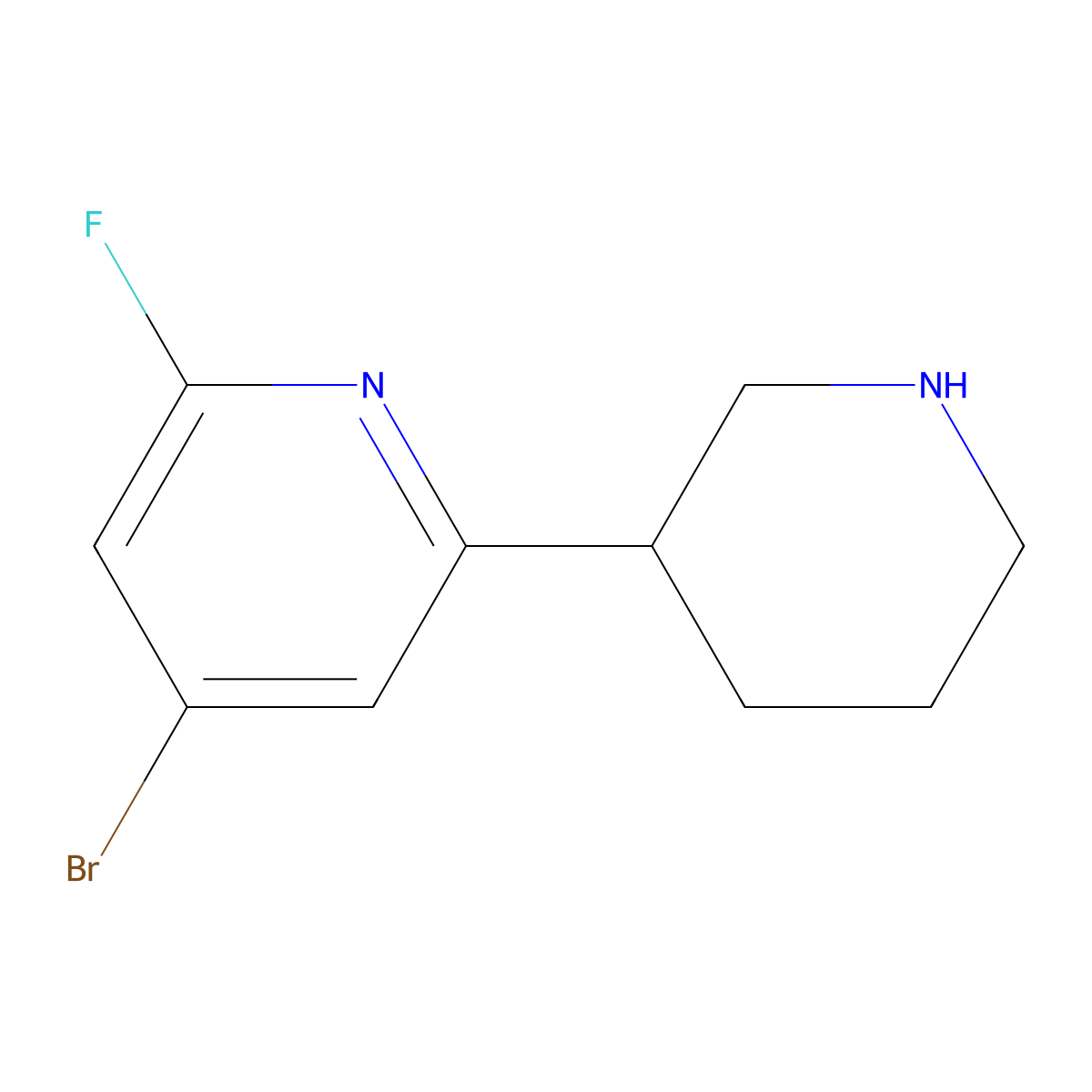 4-Bromo-2-fluoro-6-(piperidin-3-yl)pyridine molecular structure, CAS 1622834-23-4