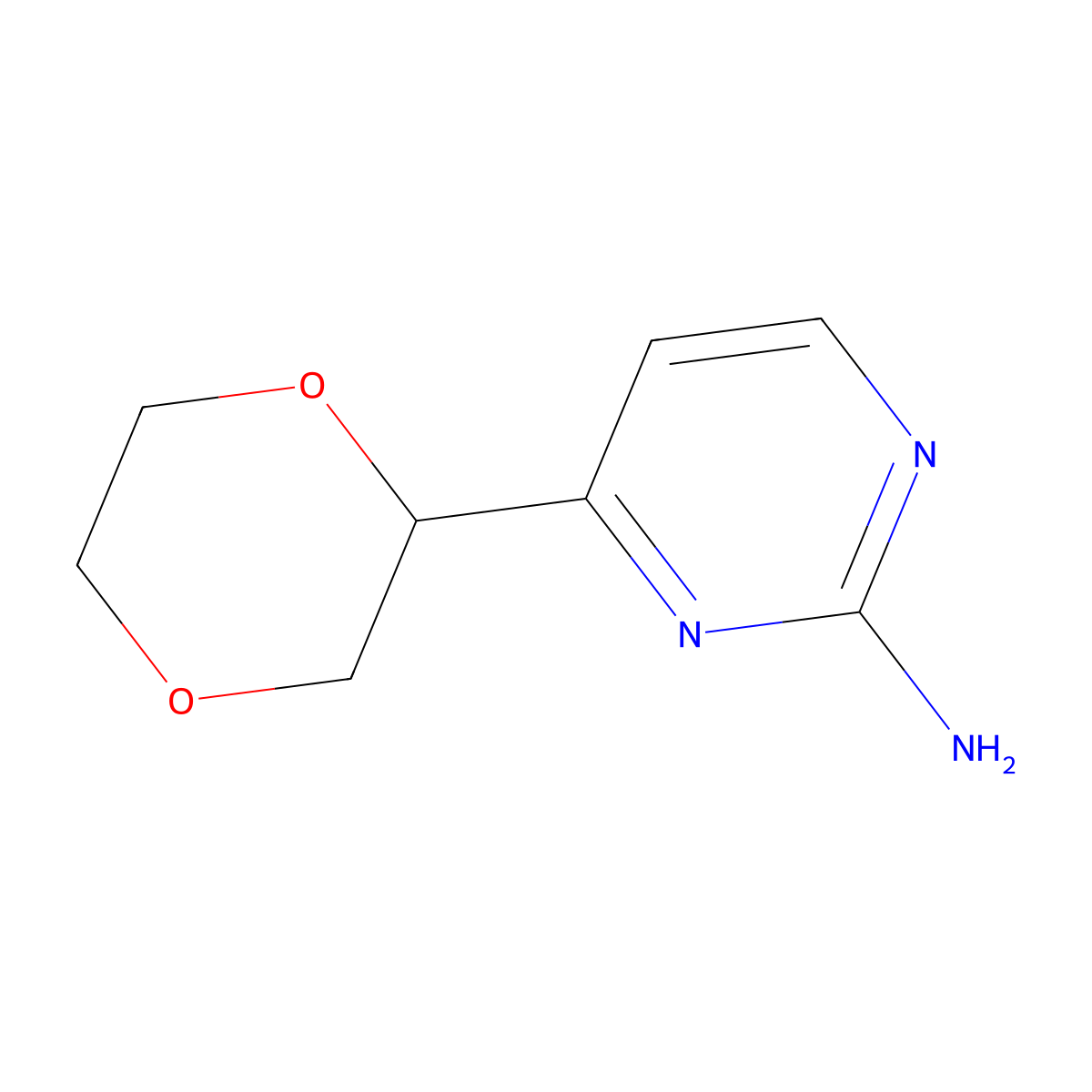 4-(1,4-Dioxan-2-yl)pyrimidin-2-amine molecular structure, CAS 1622834-26-7