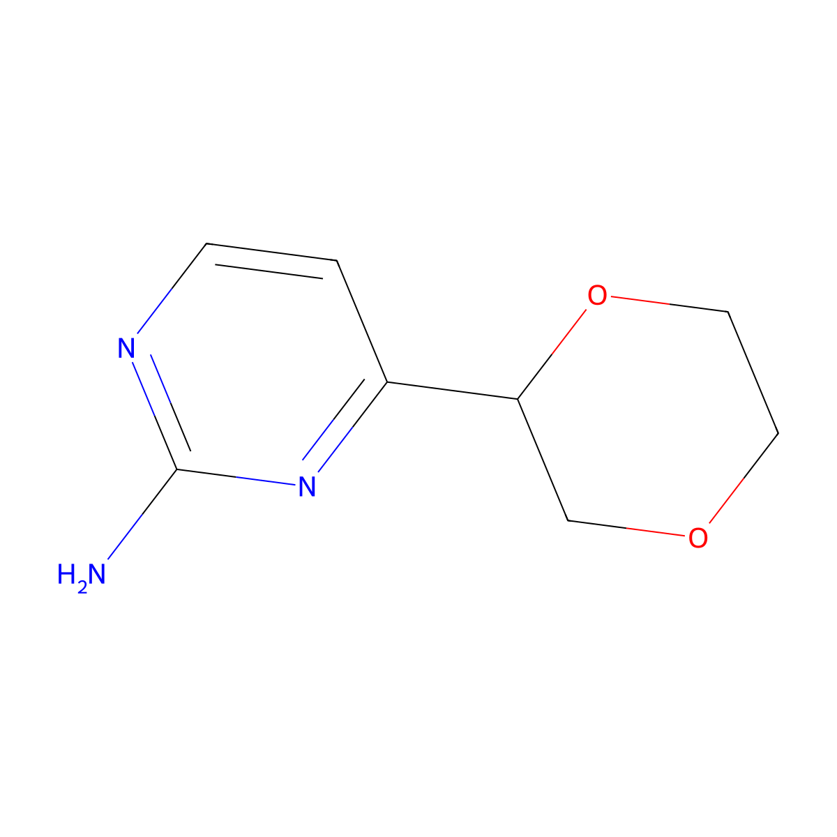 4-(1,4-Dioxan-2-yl)pyrimidin-2-amine molecular structure, CAS 1622834-26-7