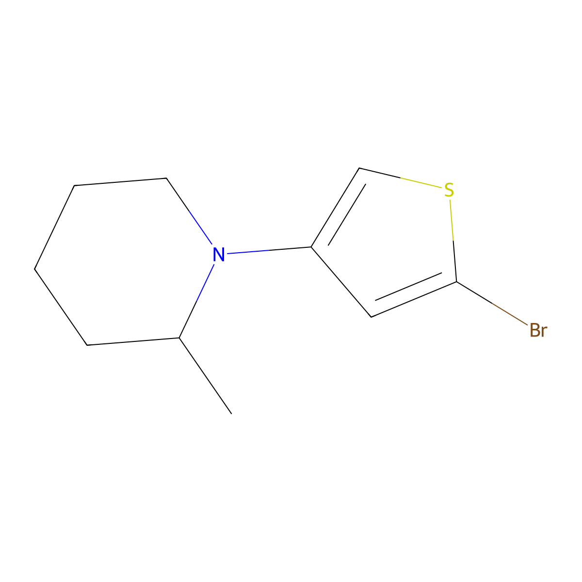 2-Bromo-4-(2-methylpiperidin-1-yl)thiophene molecular structure, CAS 1622834-27-8