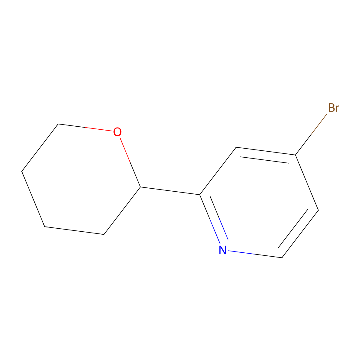 4-bromo-2-(tetrahydro-2H-pyran-2-yl)pyridine molecular structure, CAS 1622834-33-6