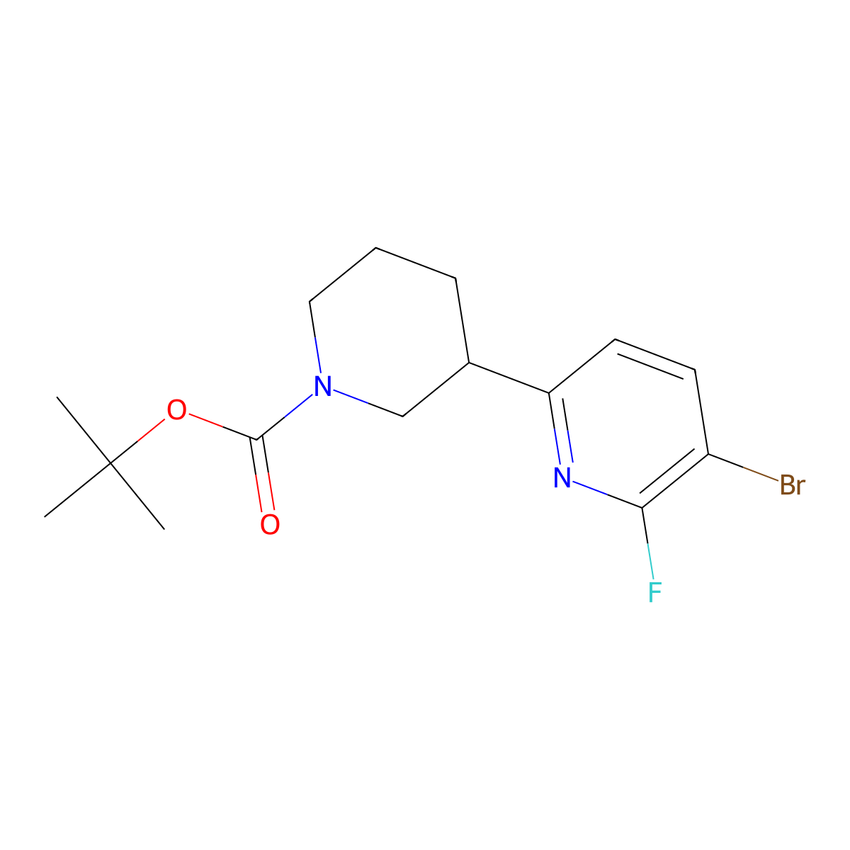 3-Bromo-2-fluoro-6-(N-Boc-piperidin-3-yl)pyridine molecular structure, CAS 1622834-34-7