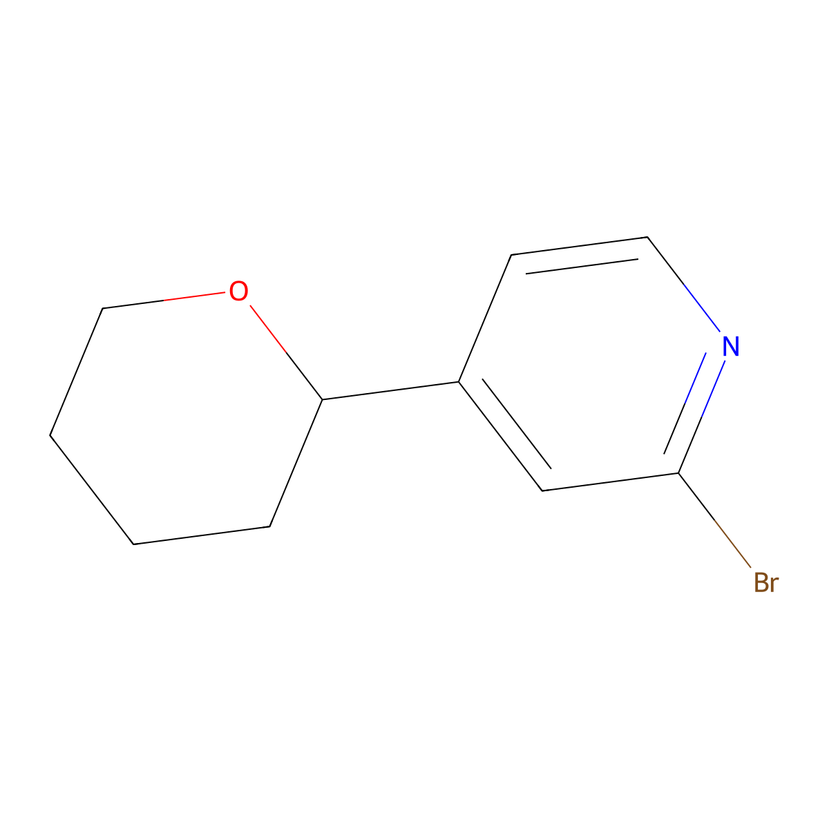 2-bromo-4-(tetrahydro-2H-pyran-2-yl)pyridine molecular structure, CAS 1622834-37-0