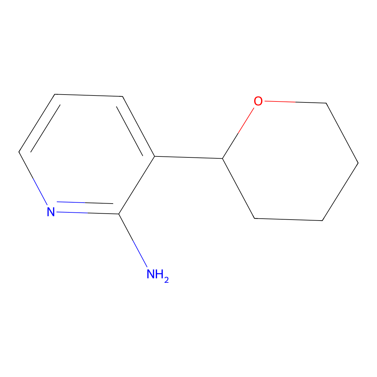 2-Amino-3-(oxan-2-yl)pyridine molecular structure, CAS 1622834-38-1