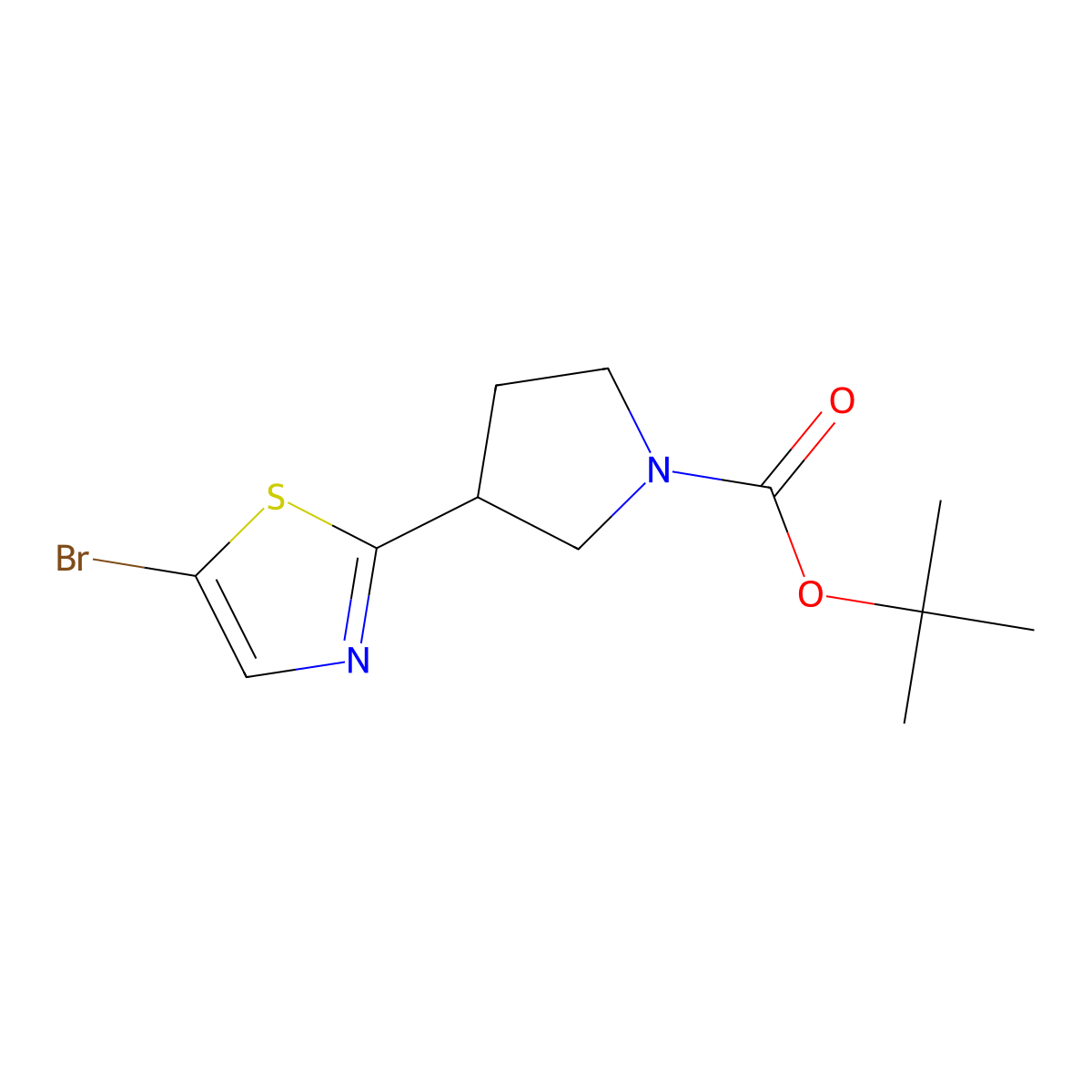 tert-Butyl 3-(5-bromothiazol-2-yl)pyrrolidine-1-carboxylate molecular structure, CAS 1622834-39-2