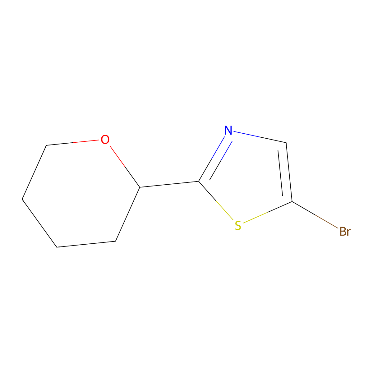 5-Bromo-2-(tetrahydro-2H-pyran-2-yl)thiazole molecular structure, CAS 1622834-41-6