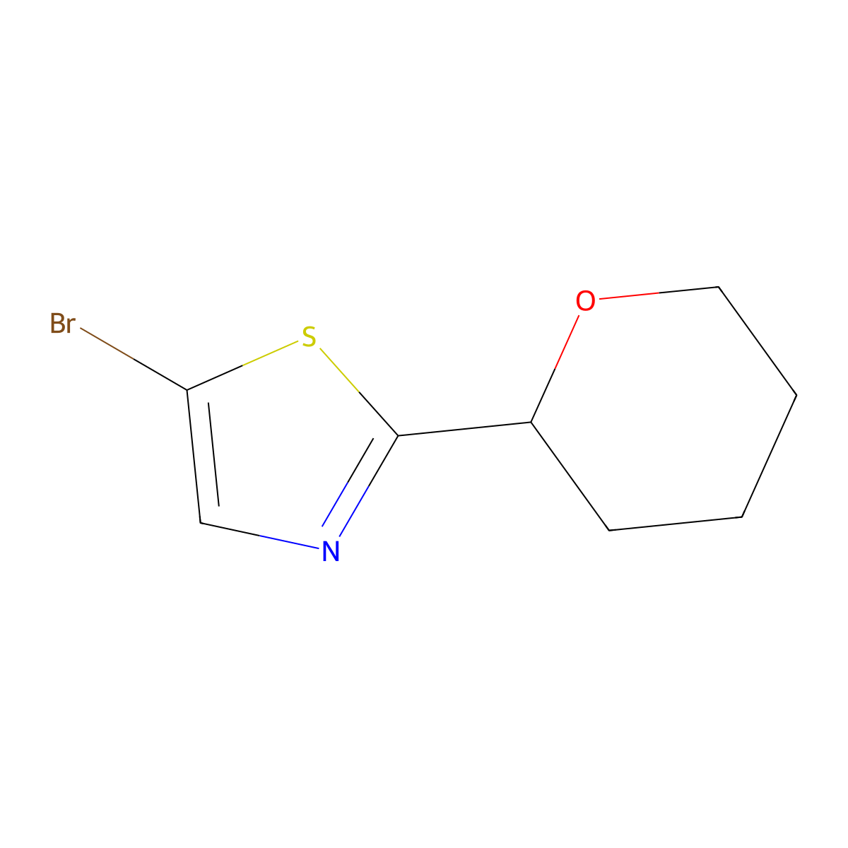 5-Bromo-2-(tetrahydro-2H-pyran-2-yl)thiazole molecular structure, CAS 1622834-41-6