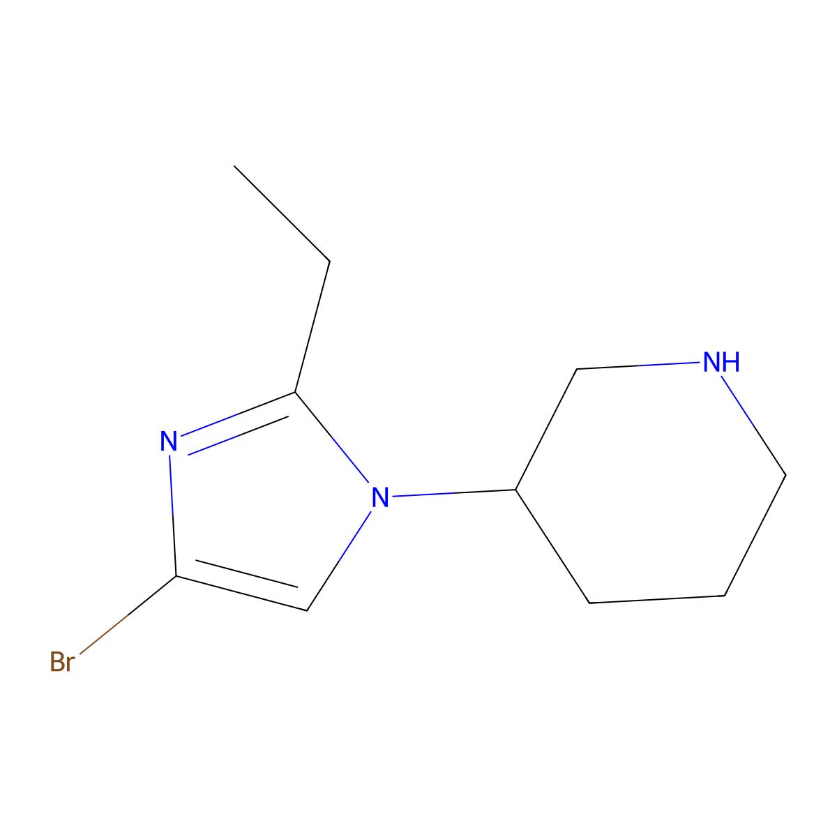 4-Bromo-1-(piperidin-3-yl)-2-ethylimidazole molecular structure, CAS 1622834-42-7