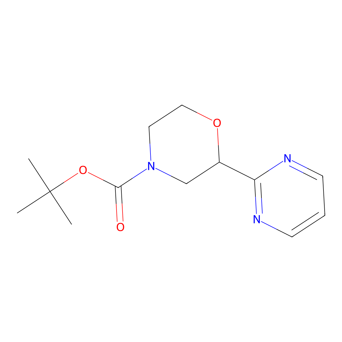 2-(N-Boc-morpholin-2-yl)pyrimidine molecular structure, CAS 1622834-48-3