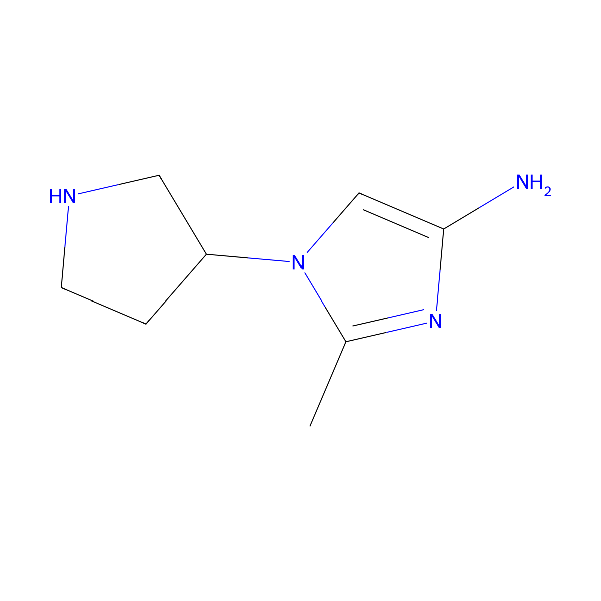 1-(Pyrrolidin-3-yl)-2-methylimidazol-4-amine molecular structure, CAS 1622834-54-1