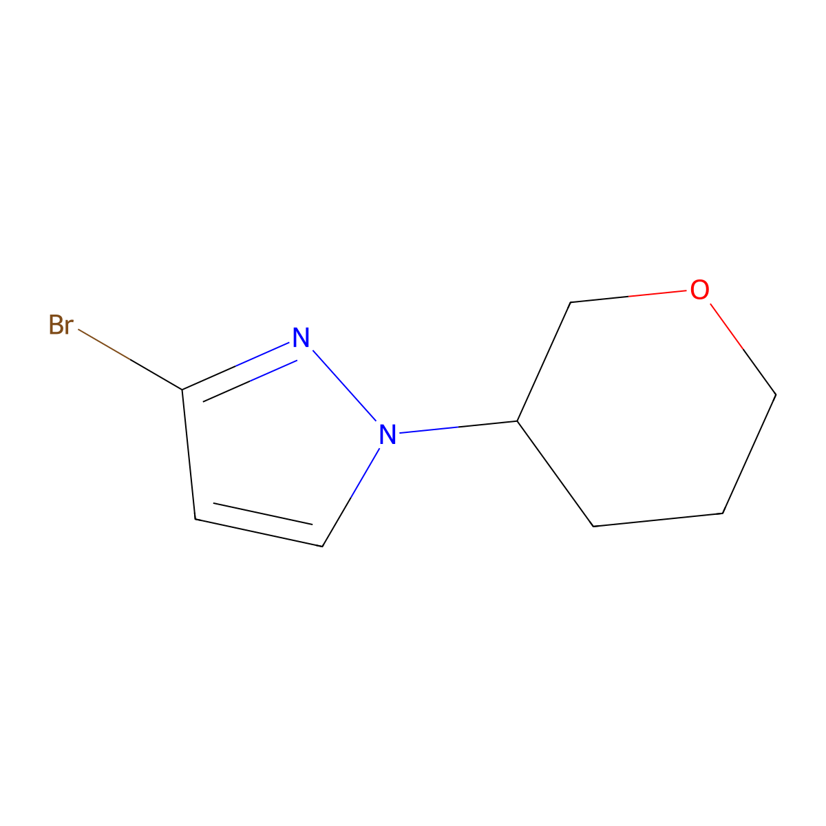 3-Bromo-1-(oxan-3-YL)-1H-pyrazole molecular structure, CAS 1622834-57-4