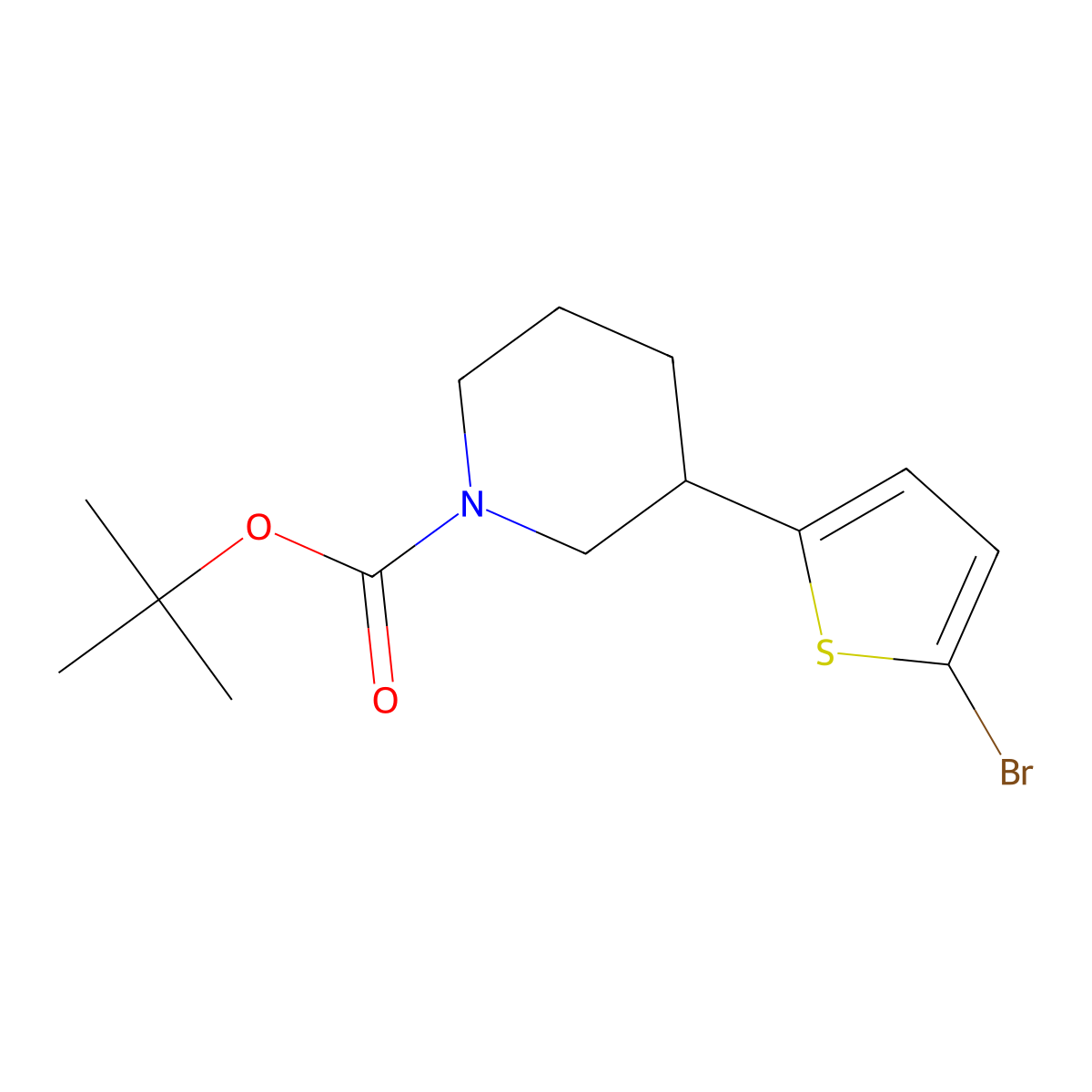 1-Piperidinecarboxylic acid, 3-(5-bromo-2-thienyl)-, 1,1-dimethylethyl ester molecular structure, CAS 1622834-60-9