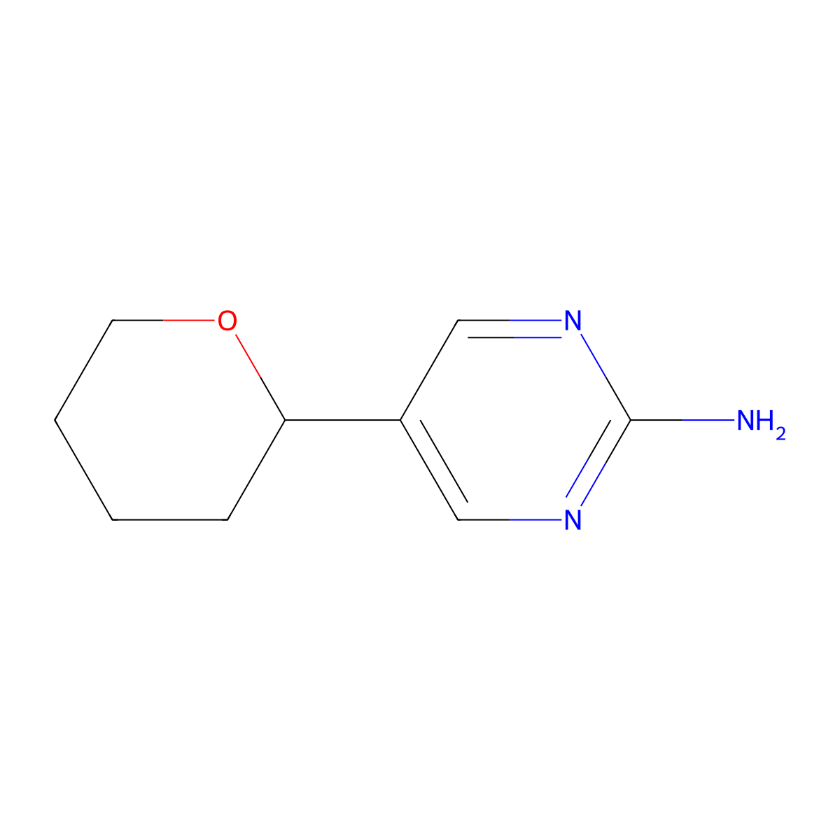 5-(Oxan-2-yl)pyrimidin-2-amine molecular structure, CAS 1622834-61-0
