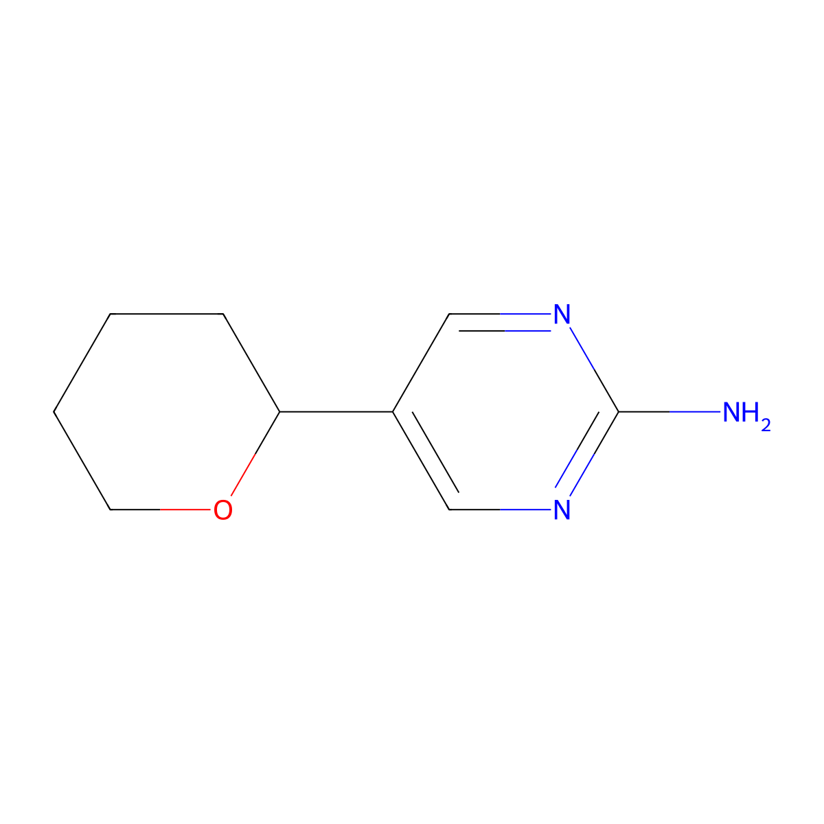 5-(Oxan-2-yl)pyrimidin-2-amine molecular structure, CAS 1622834-61-0